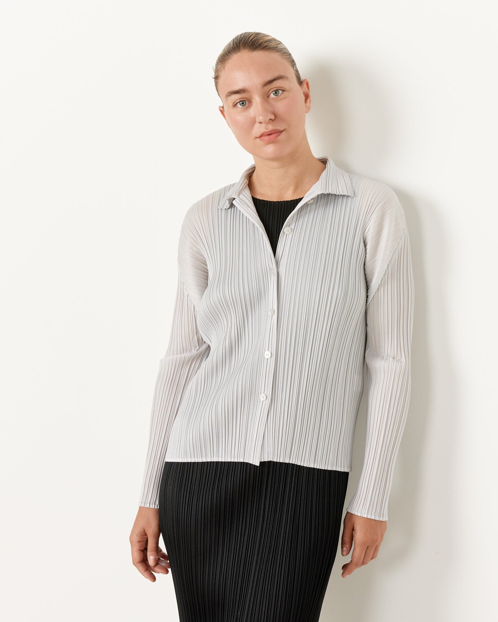 Issey Miyake Pleats Please Basics JJ105 Shirts Light Gray - Light Gray / 5 (242006)