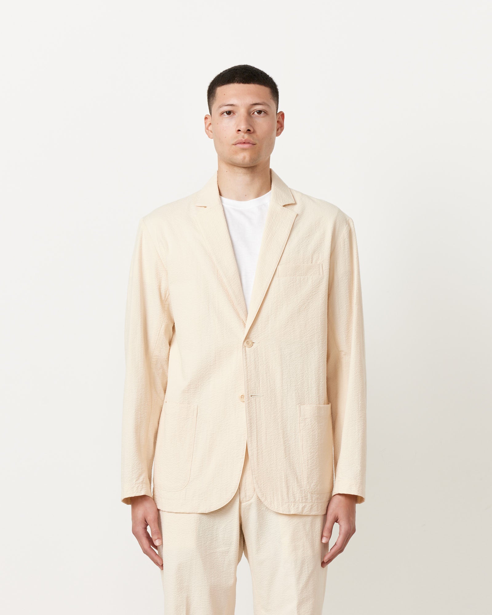 Seersucker Blazer in Cream