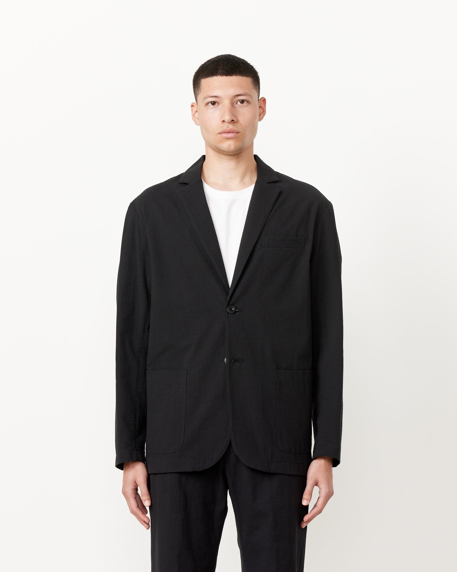 Seersucker Blazer in Black