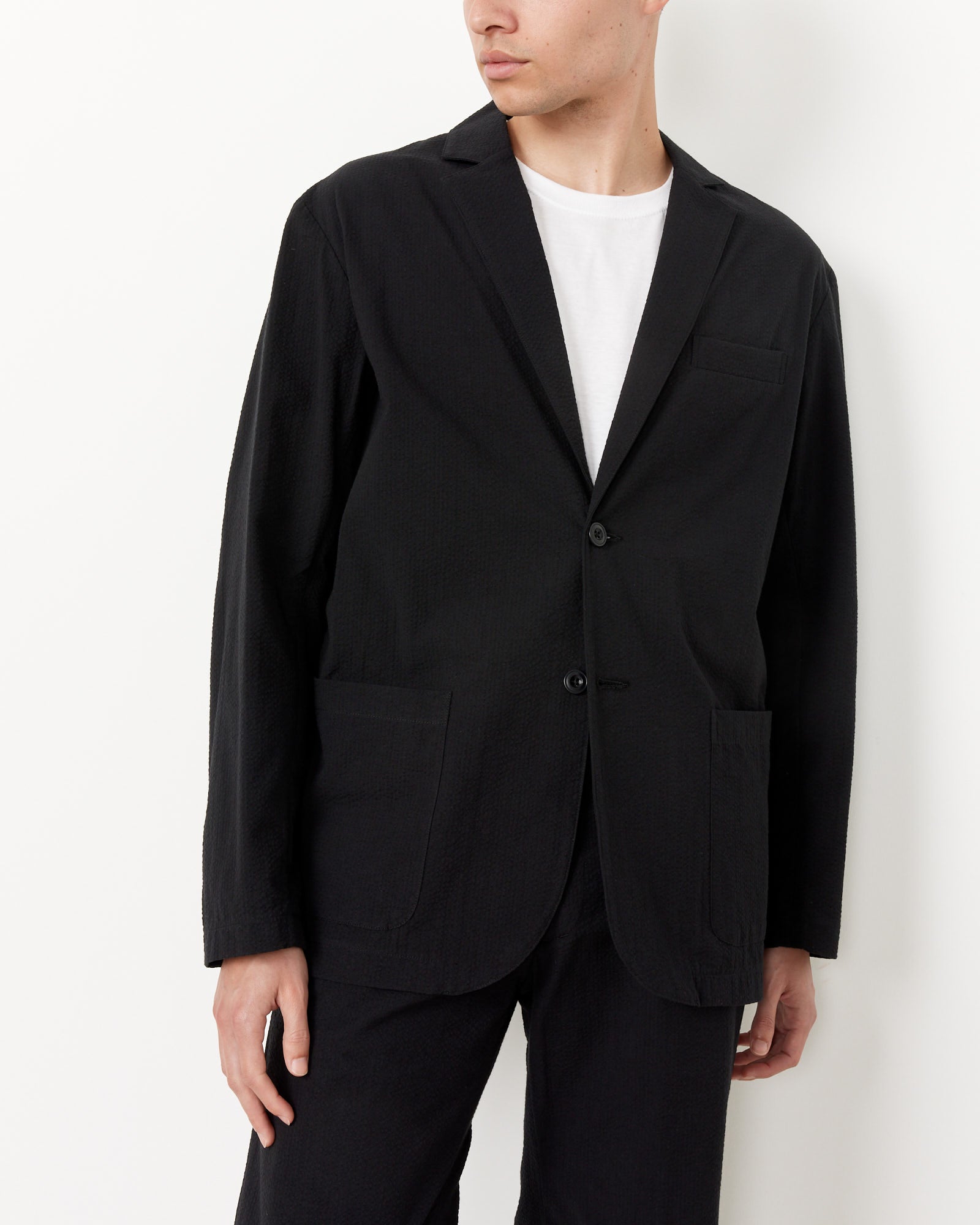 Seersucker Blazer in Black