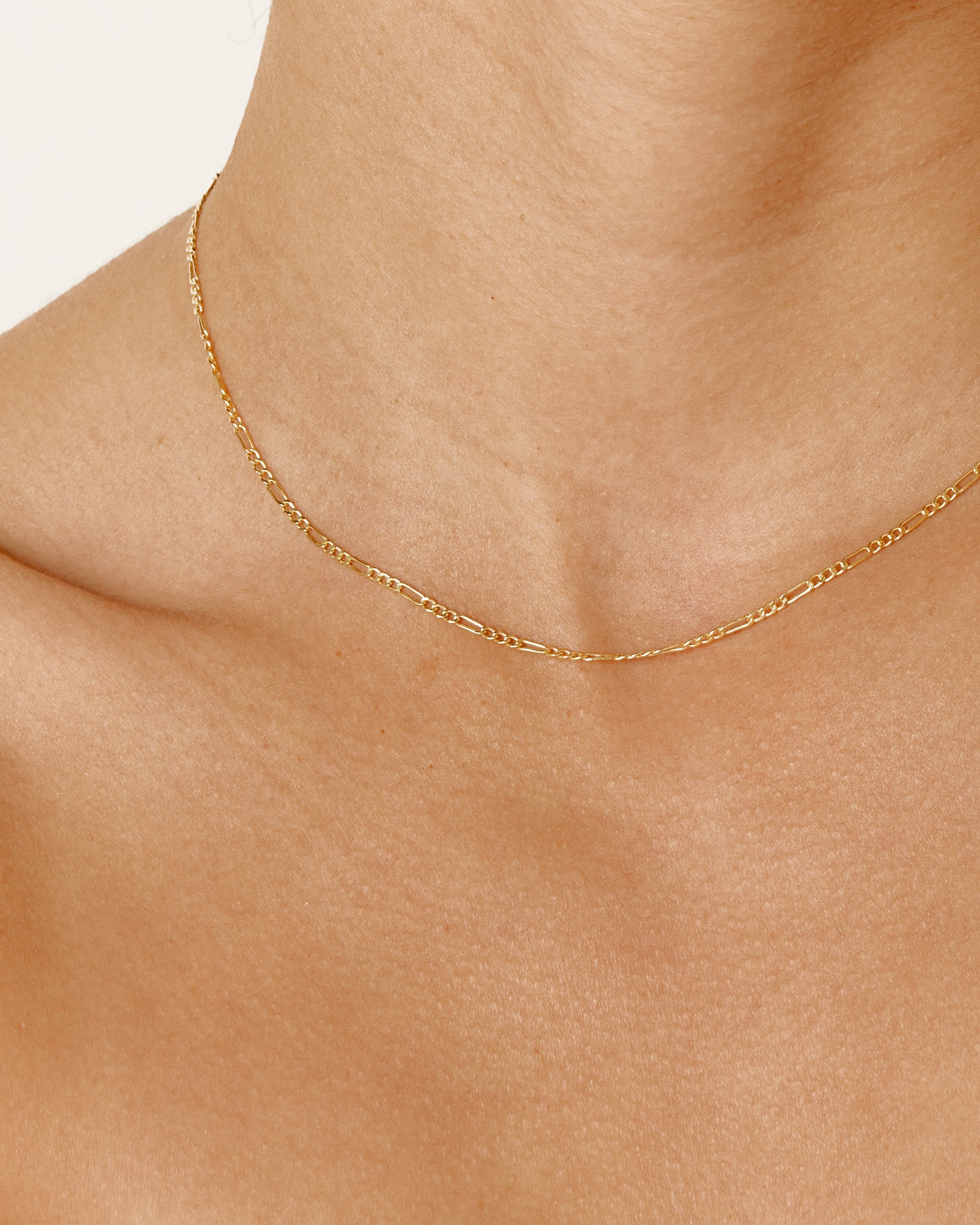 Figaro Chain Necklace in 14k Yellow Gold