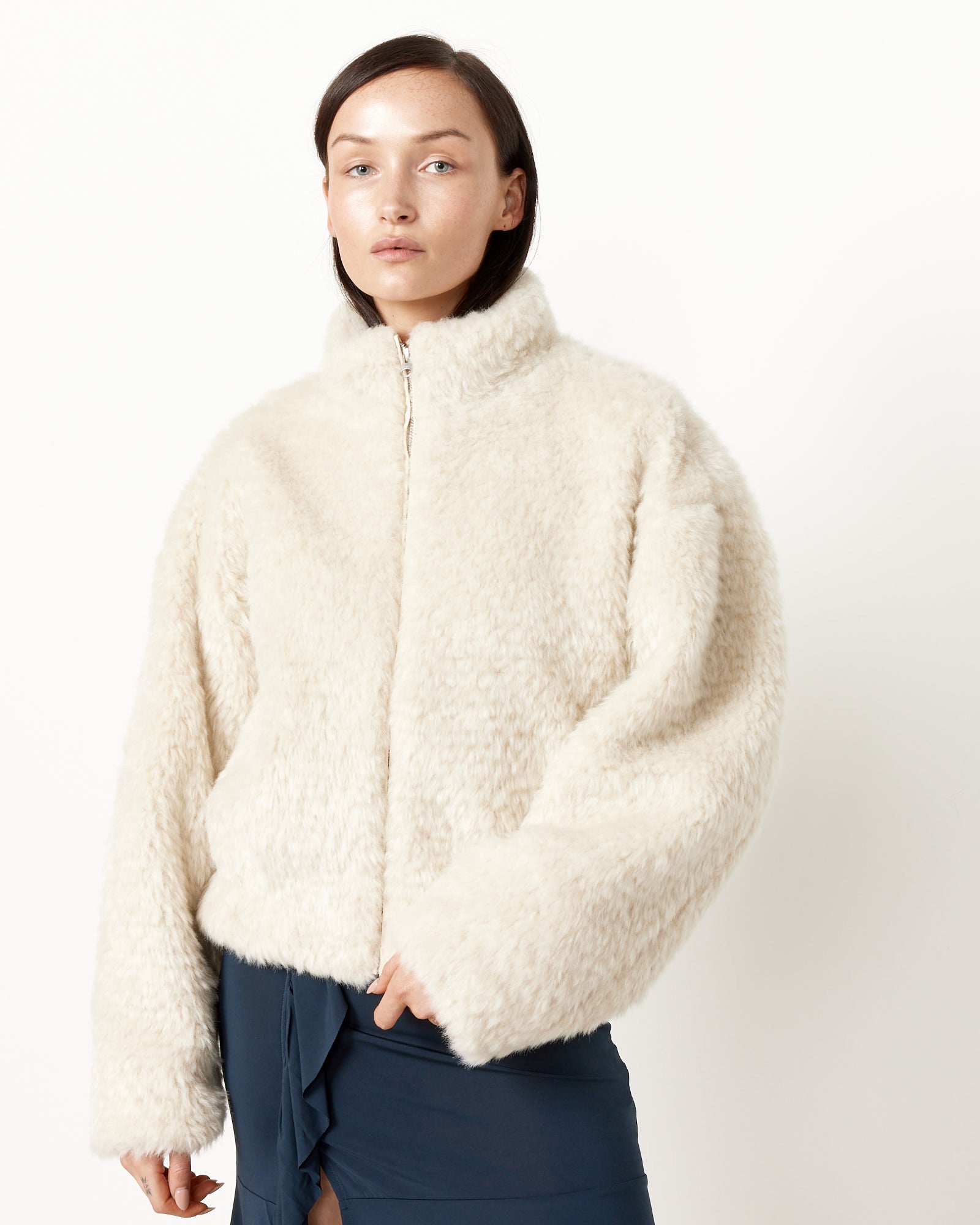 Hairy Fur Blouson - Ivory / 1 (251245)