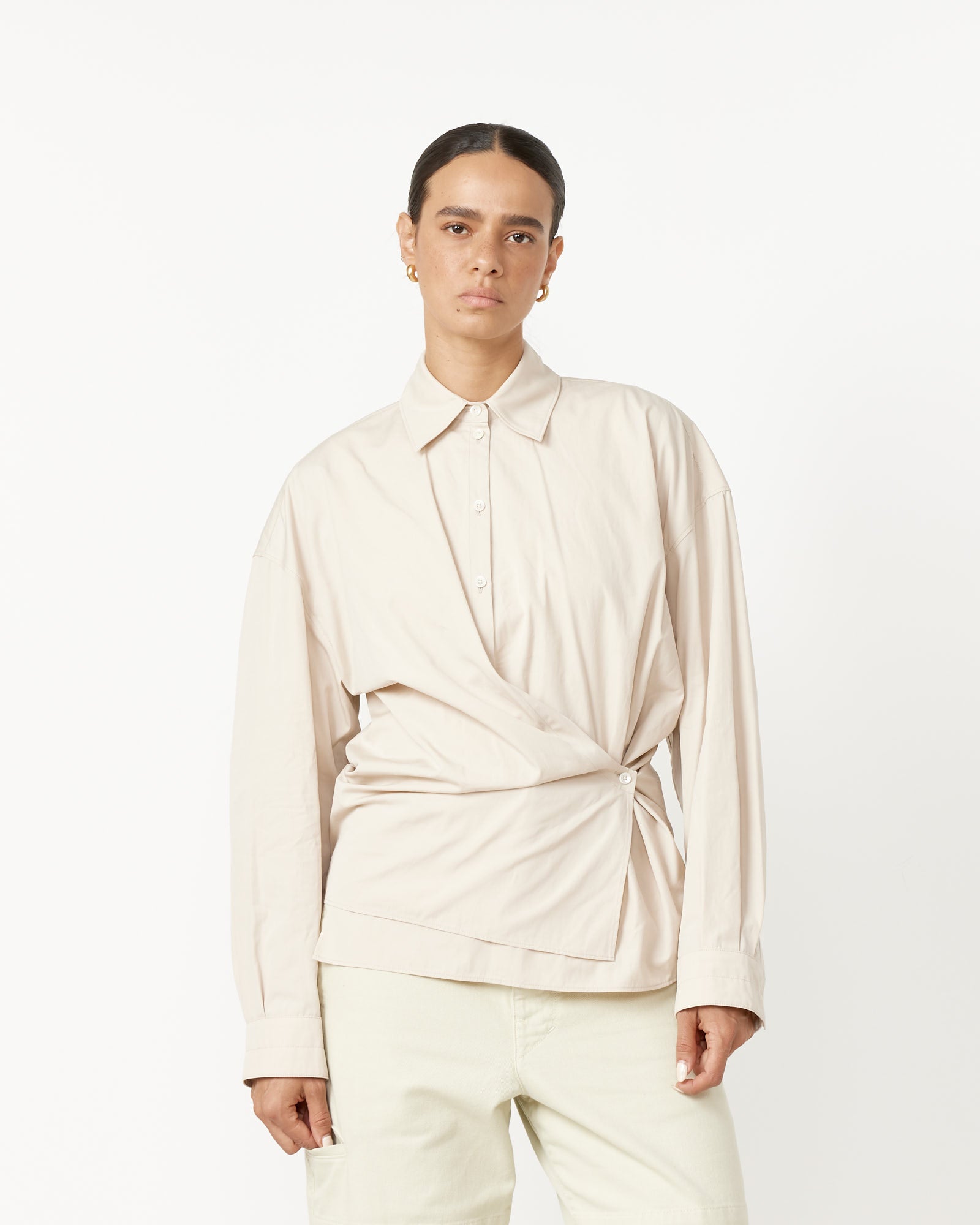 Straight Collar Twisted Shirt