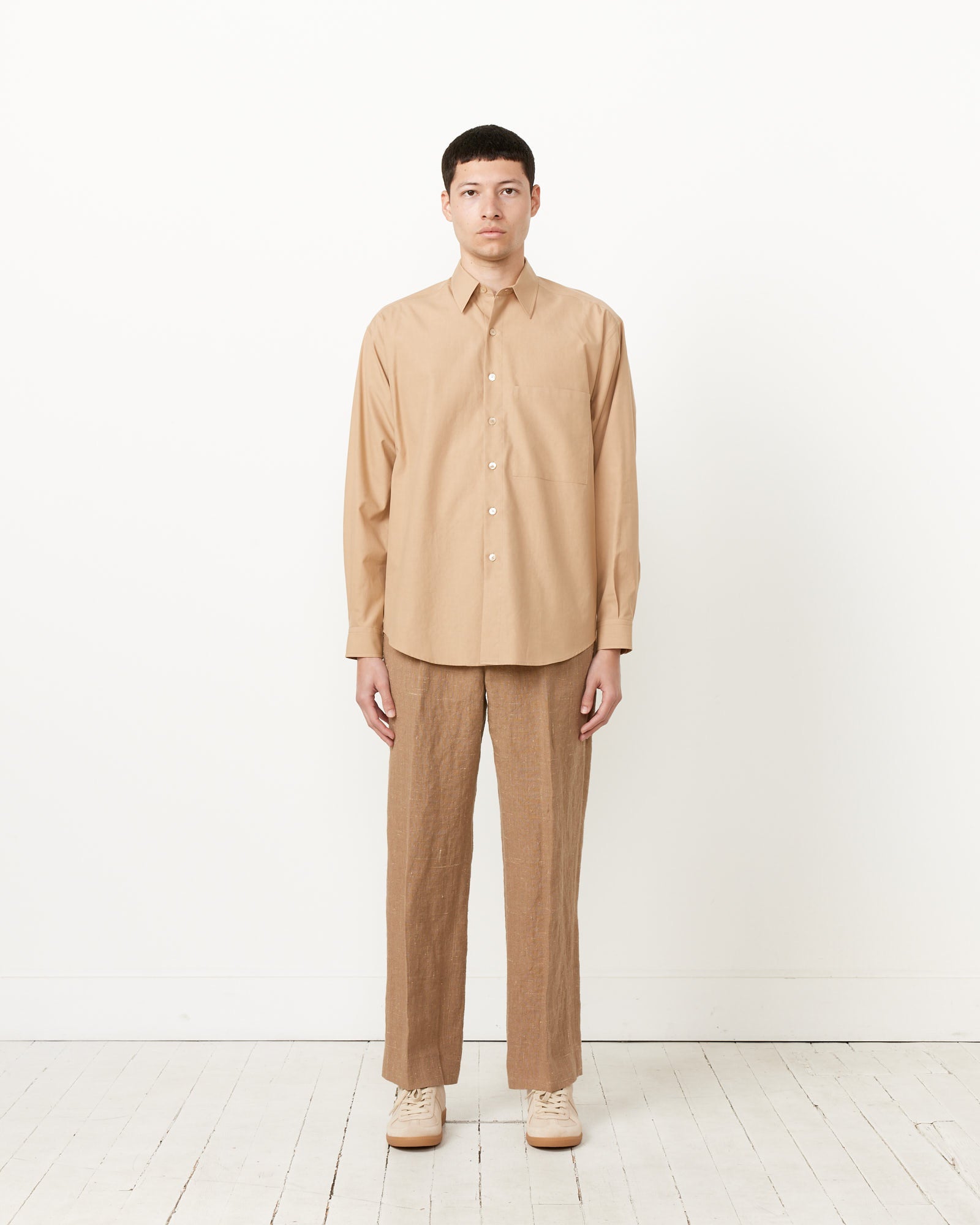 Washed Finx Twill Big Shirt in Light Brown