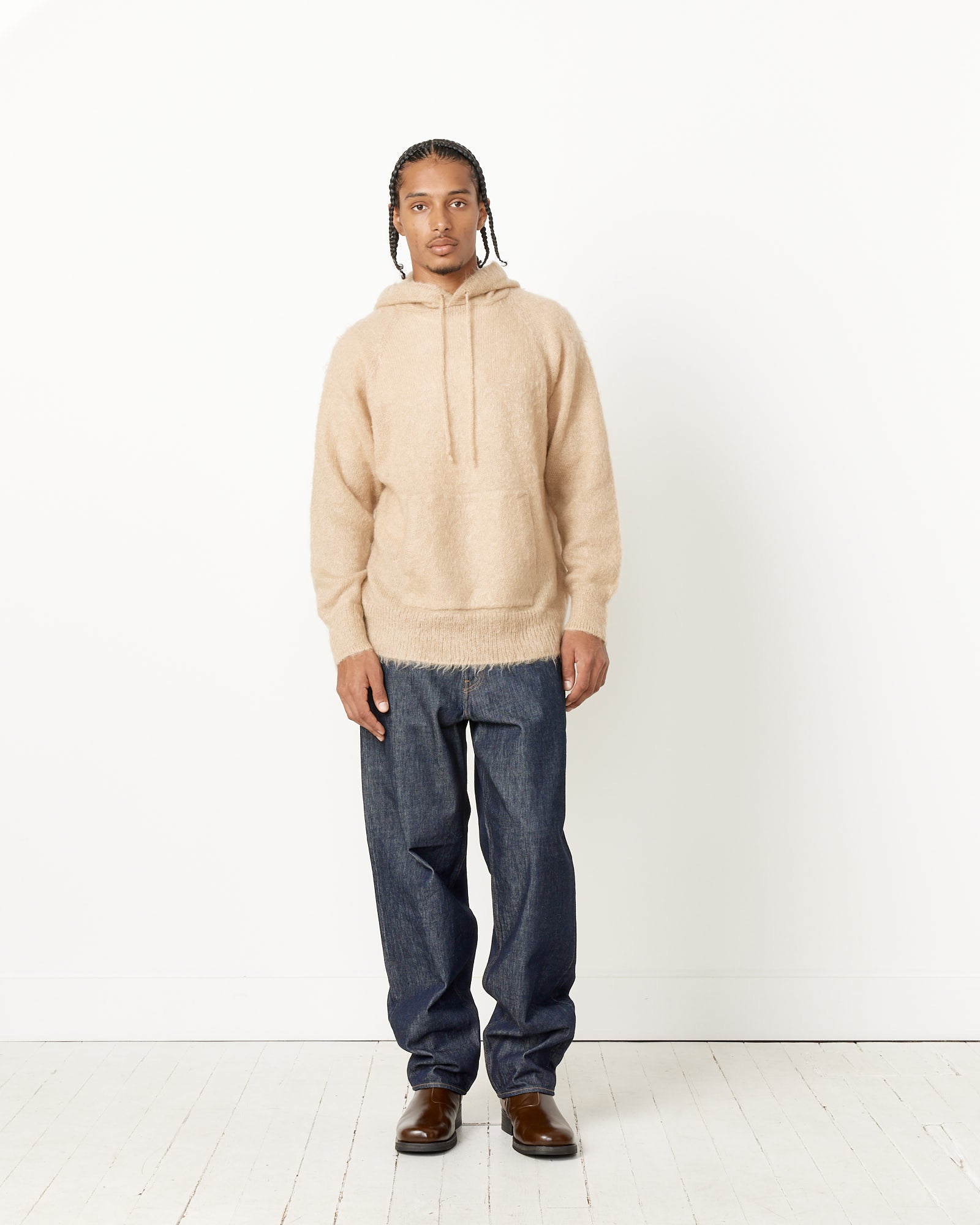 Brushed Mohair Knit Hoodie