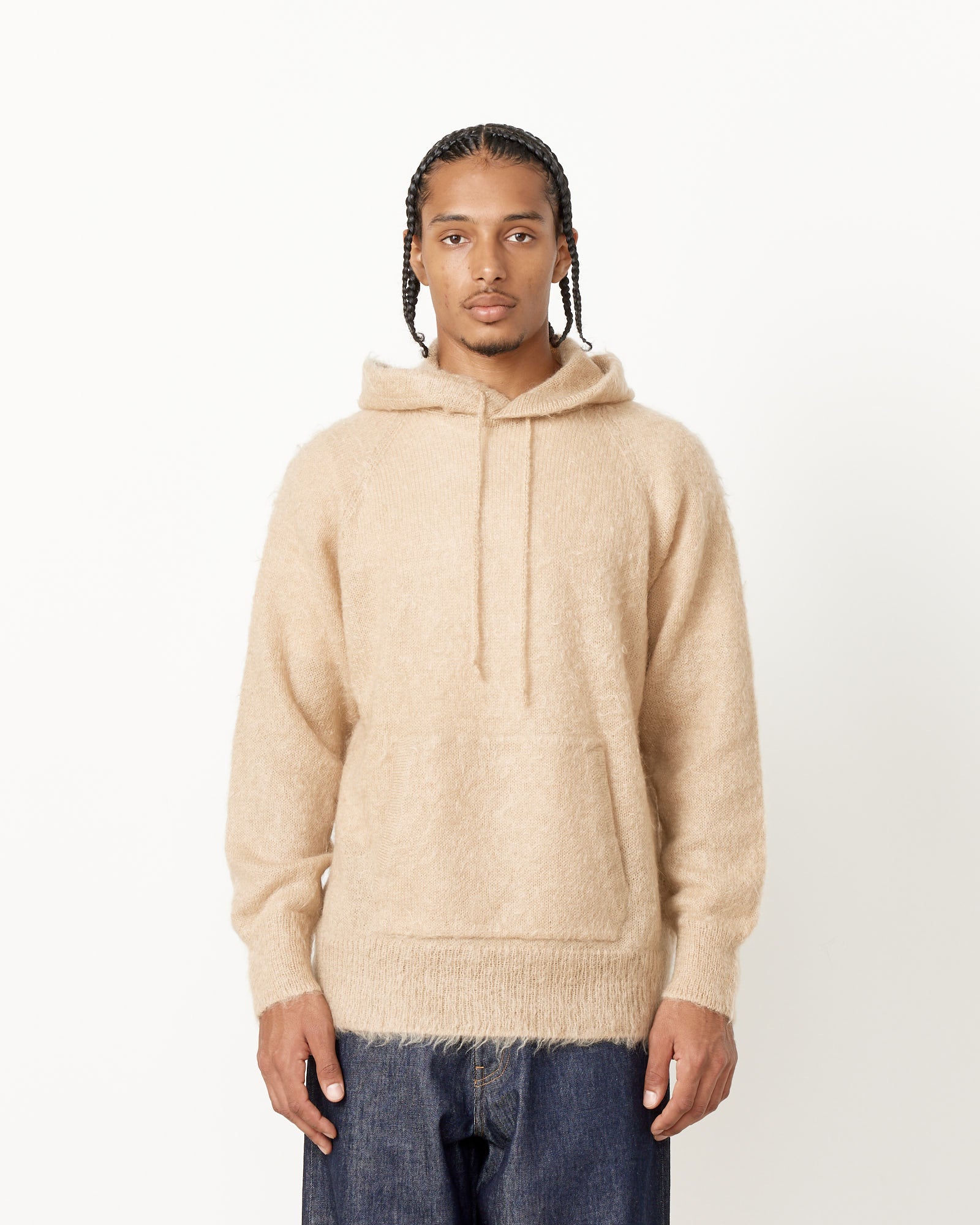 Brushed Mohair Knit Hoodie