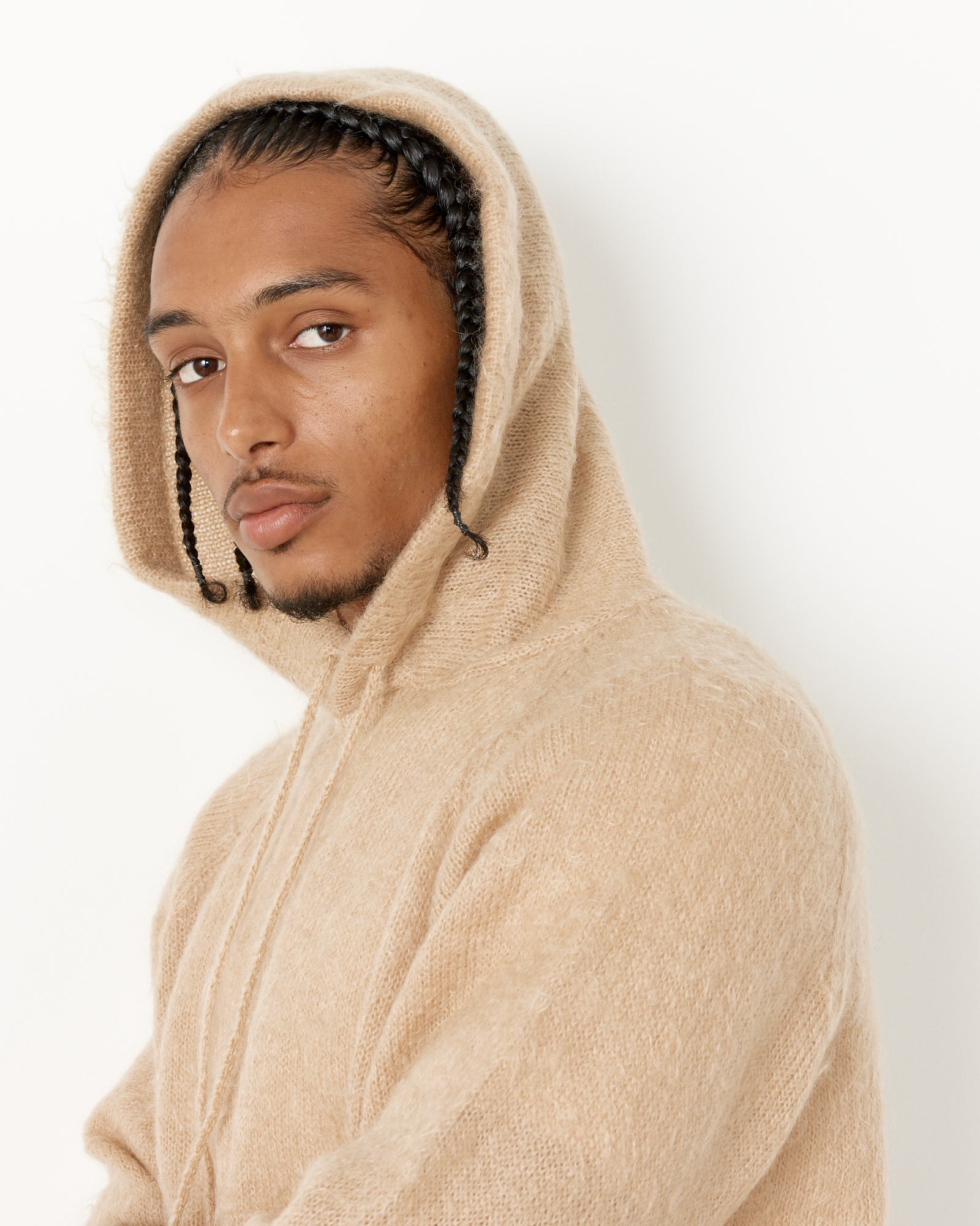 Brushed Mohair Knit Hoodie