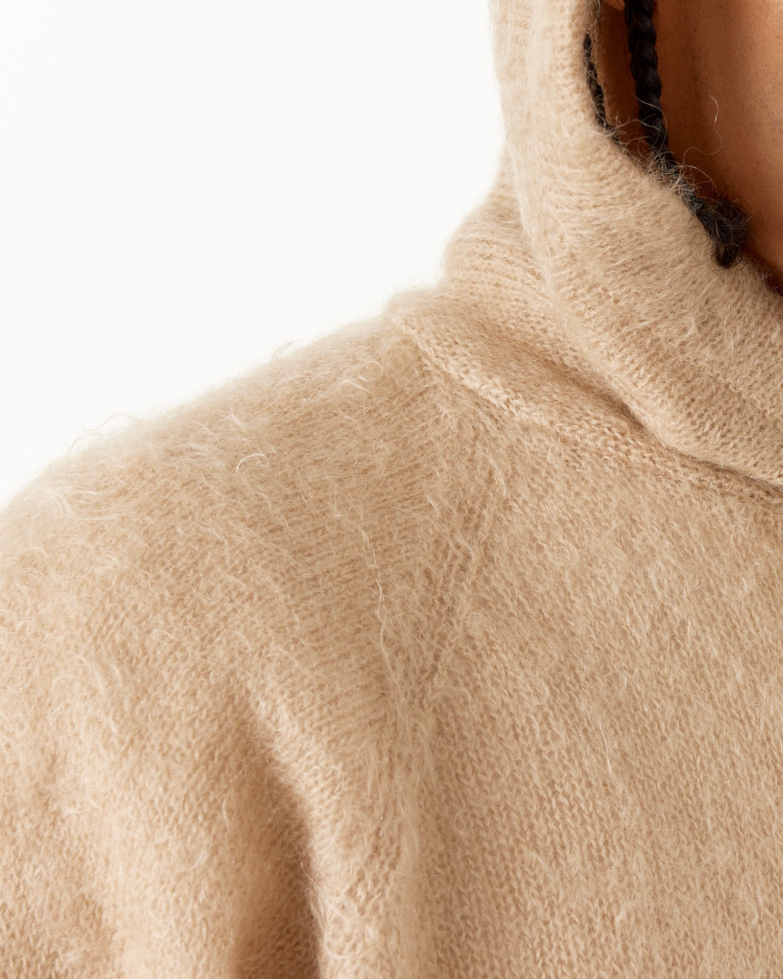 Brushed Mohair Knit Hoodie