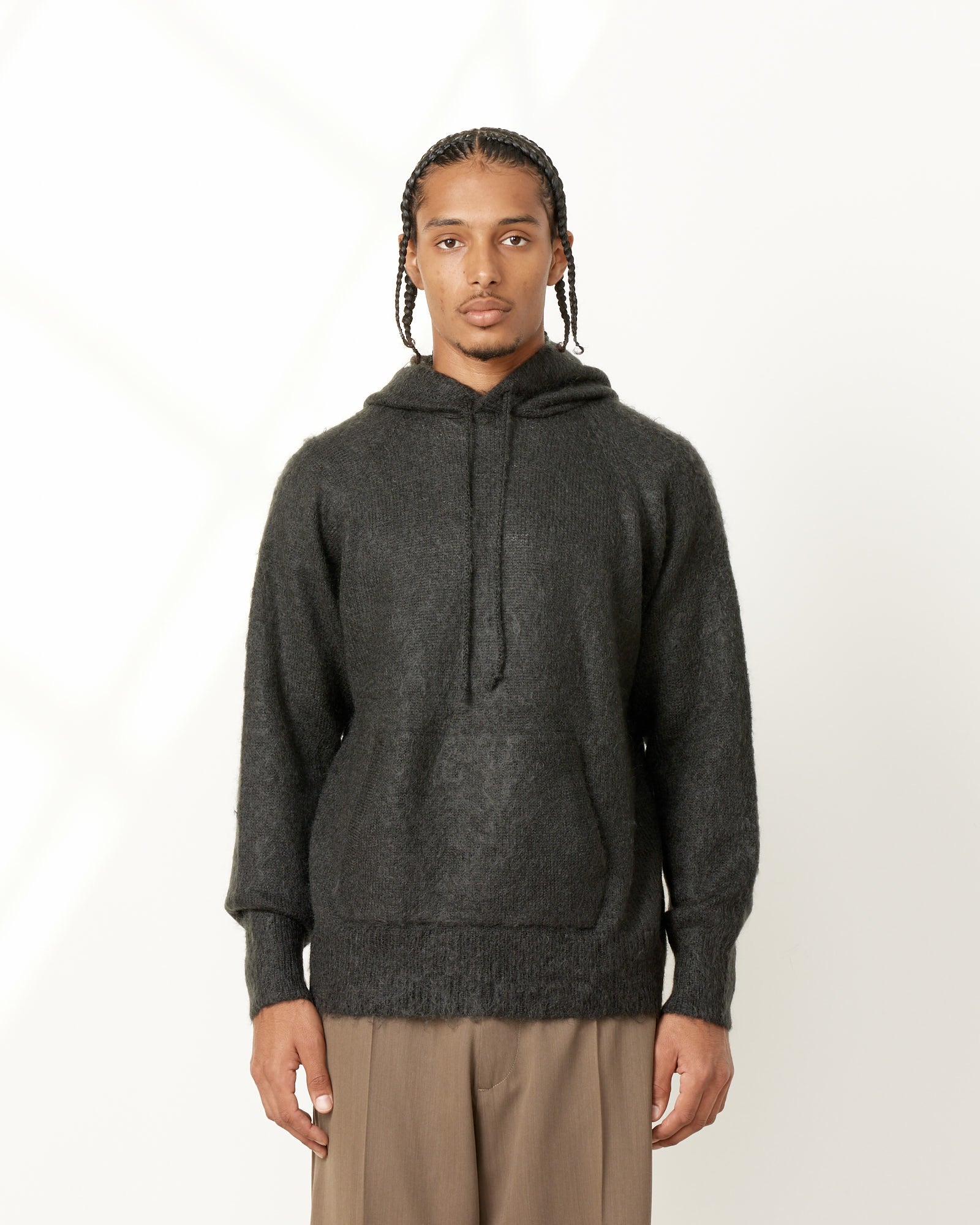 Brushed Mohair Knit Hoodie