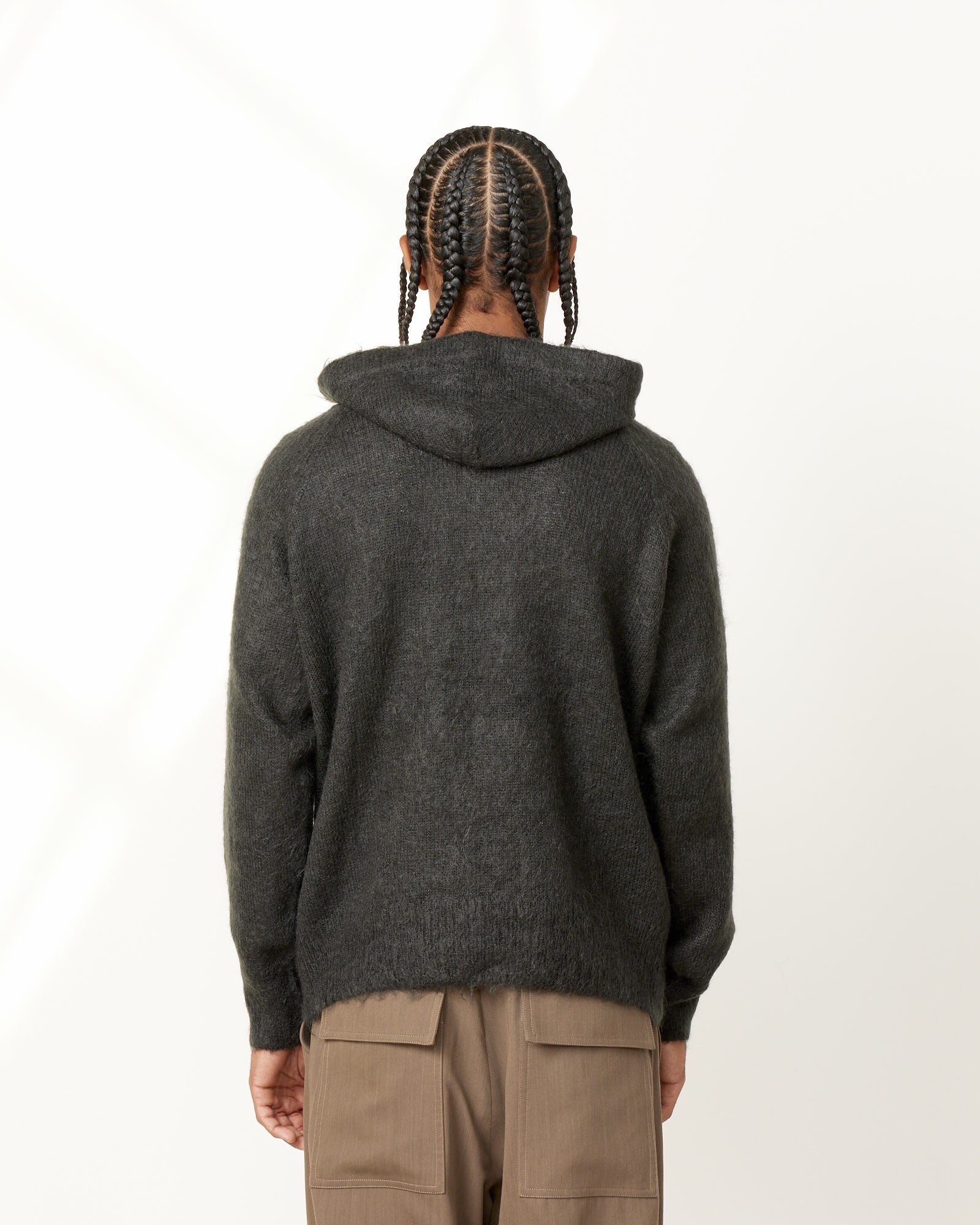 Brushed Mohair Knit Hoodie