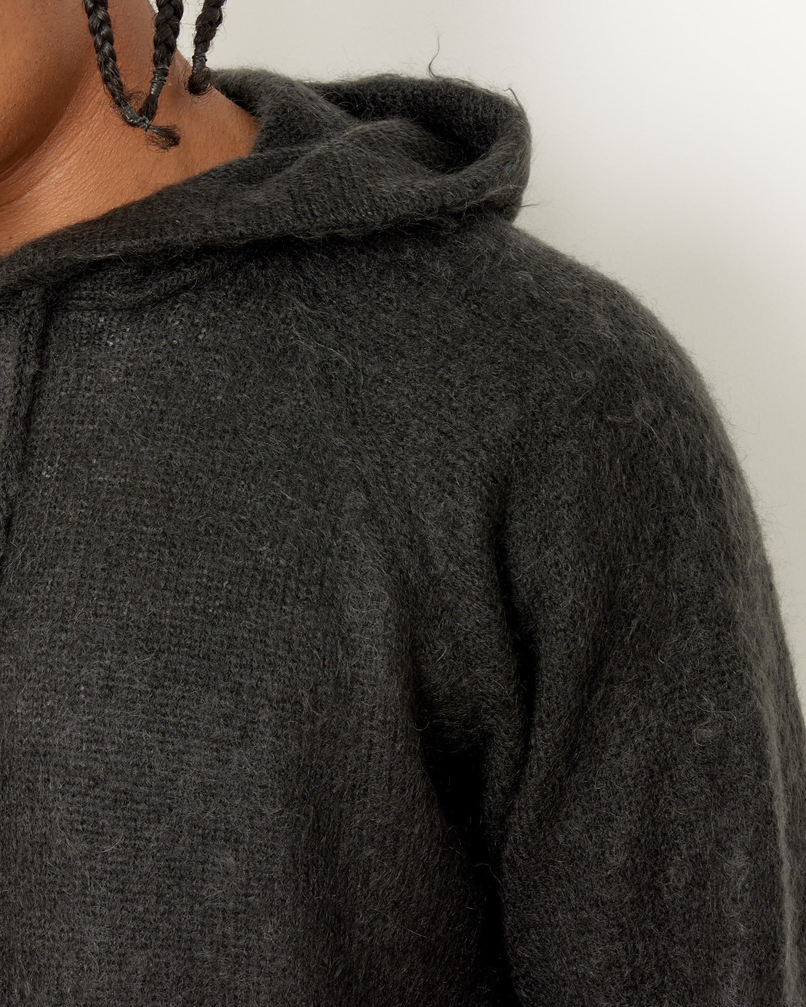 Brushed Mohair Knit Hoodie