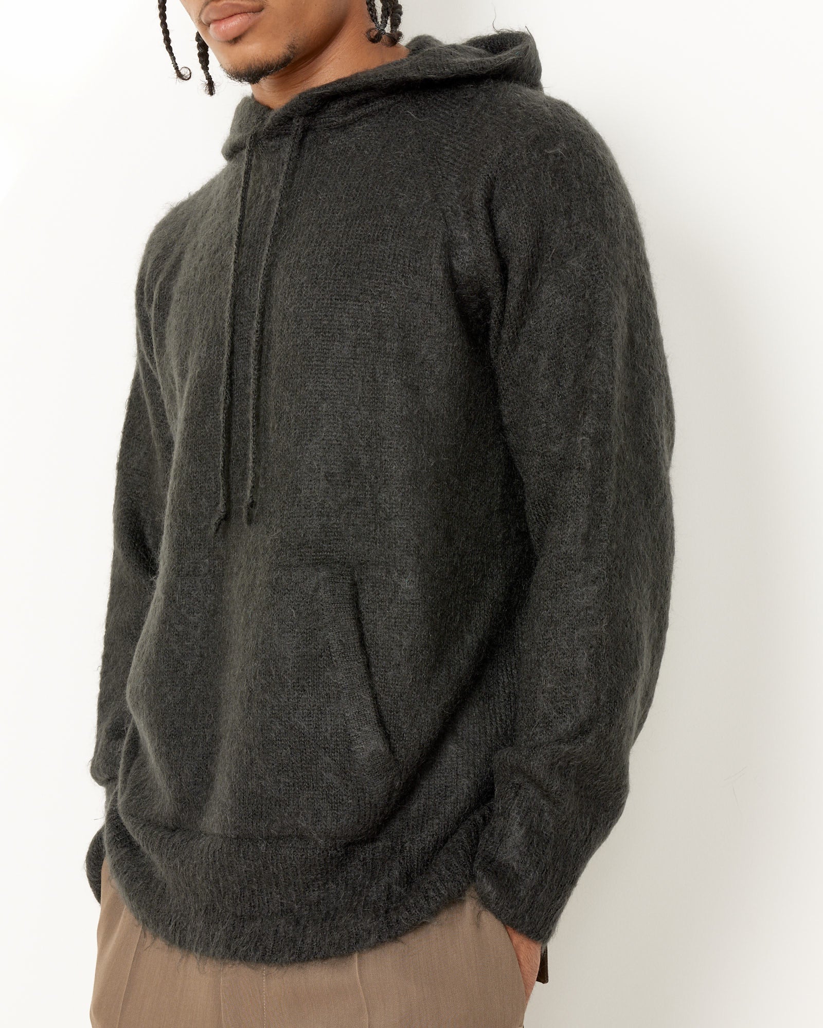 Brushed Mohair Knit Hoodie