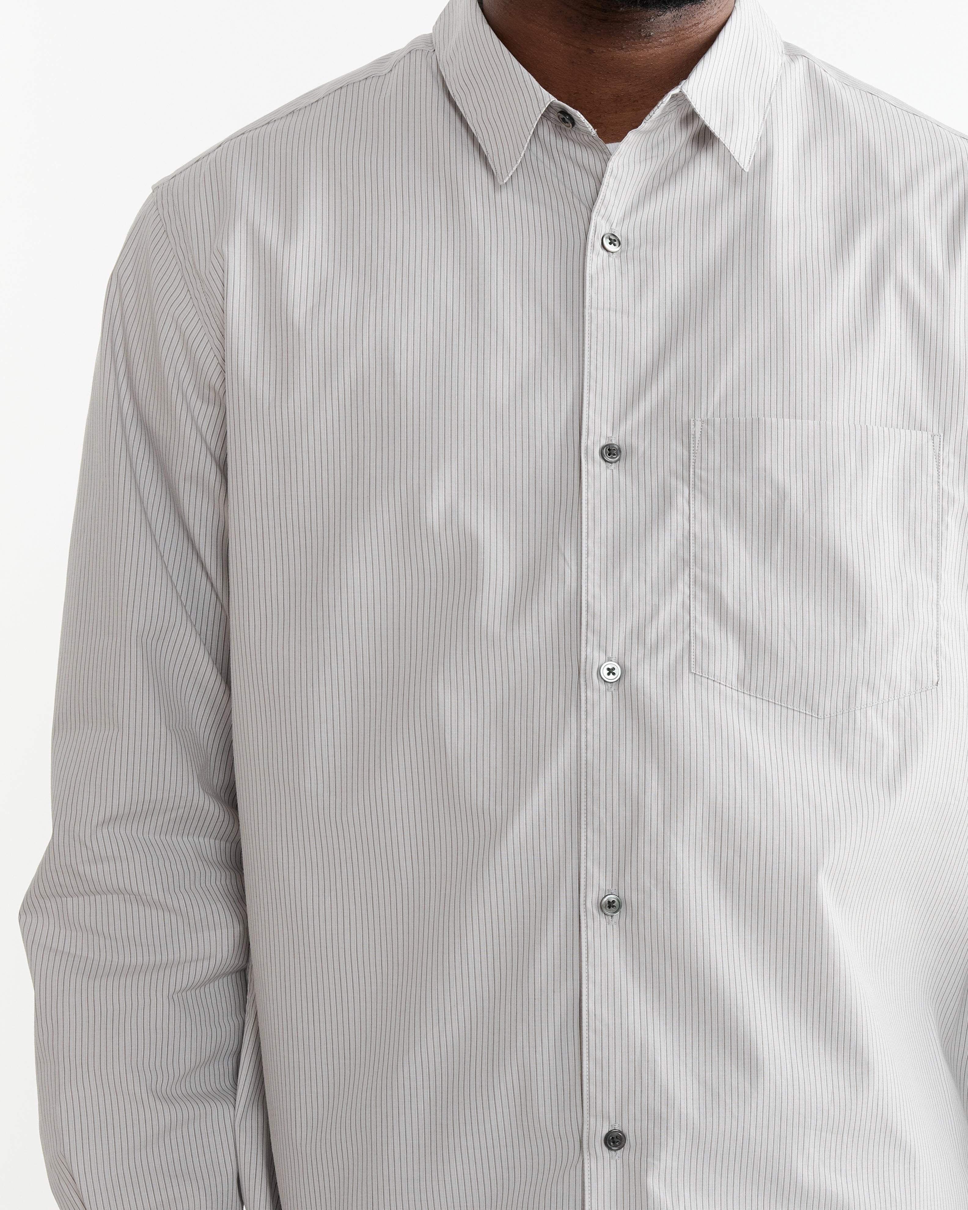 Regular Collar Shirt in Grey Stripe