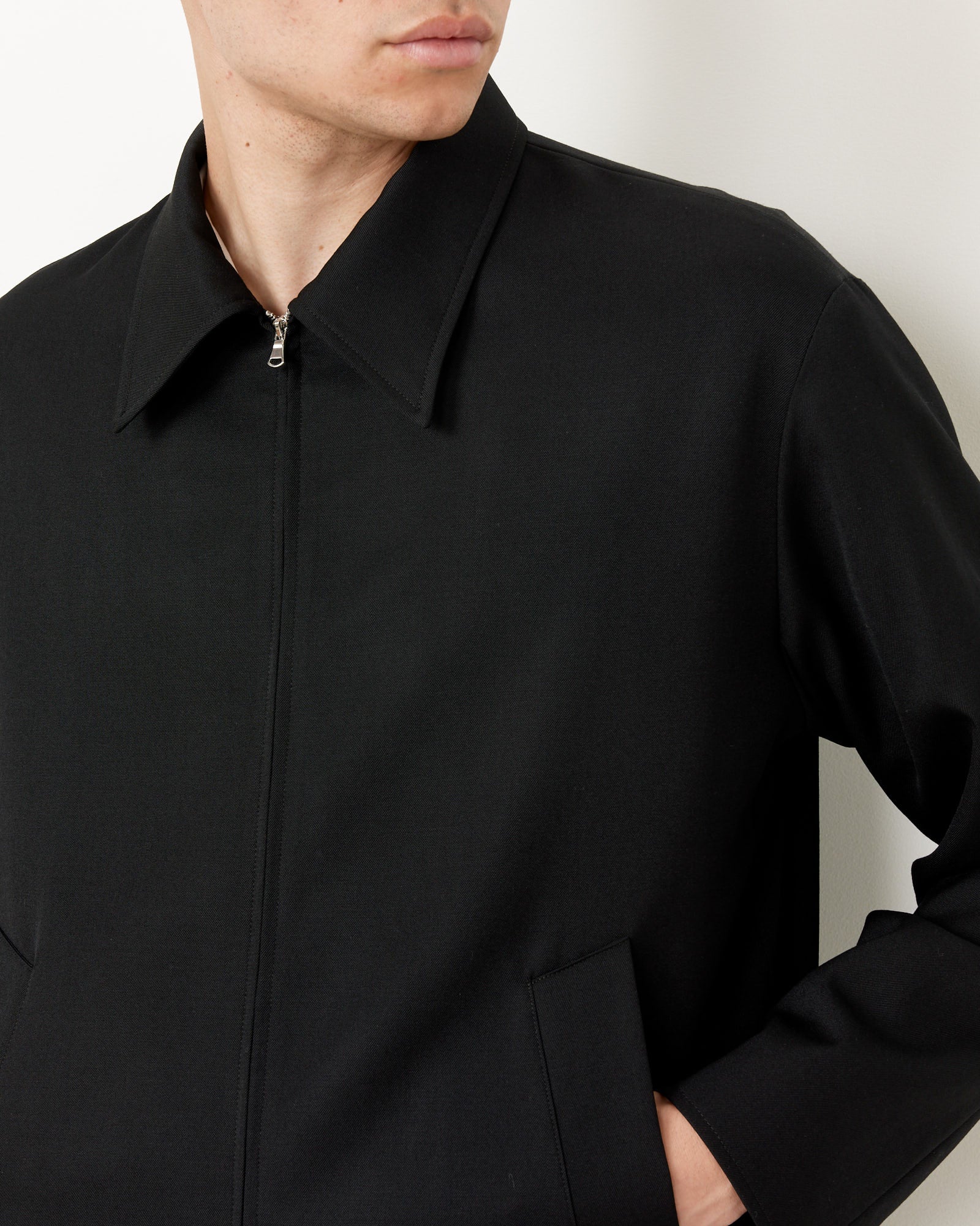 Zip Jacket Wool Gabardine in Black