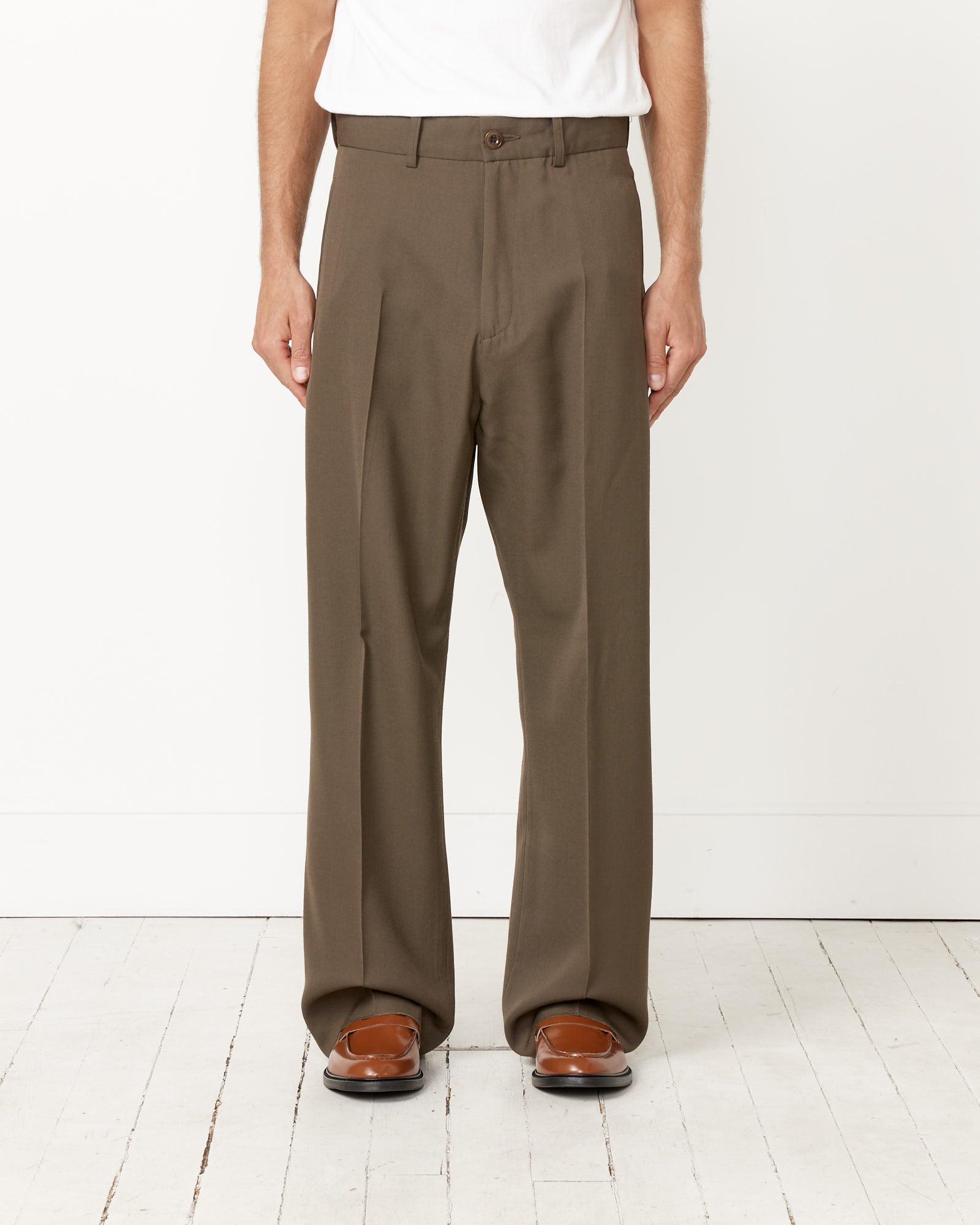 Jazz Pant in Italian Wool Gabardine Teak