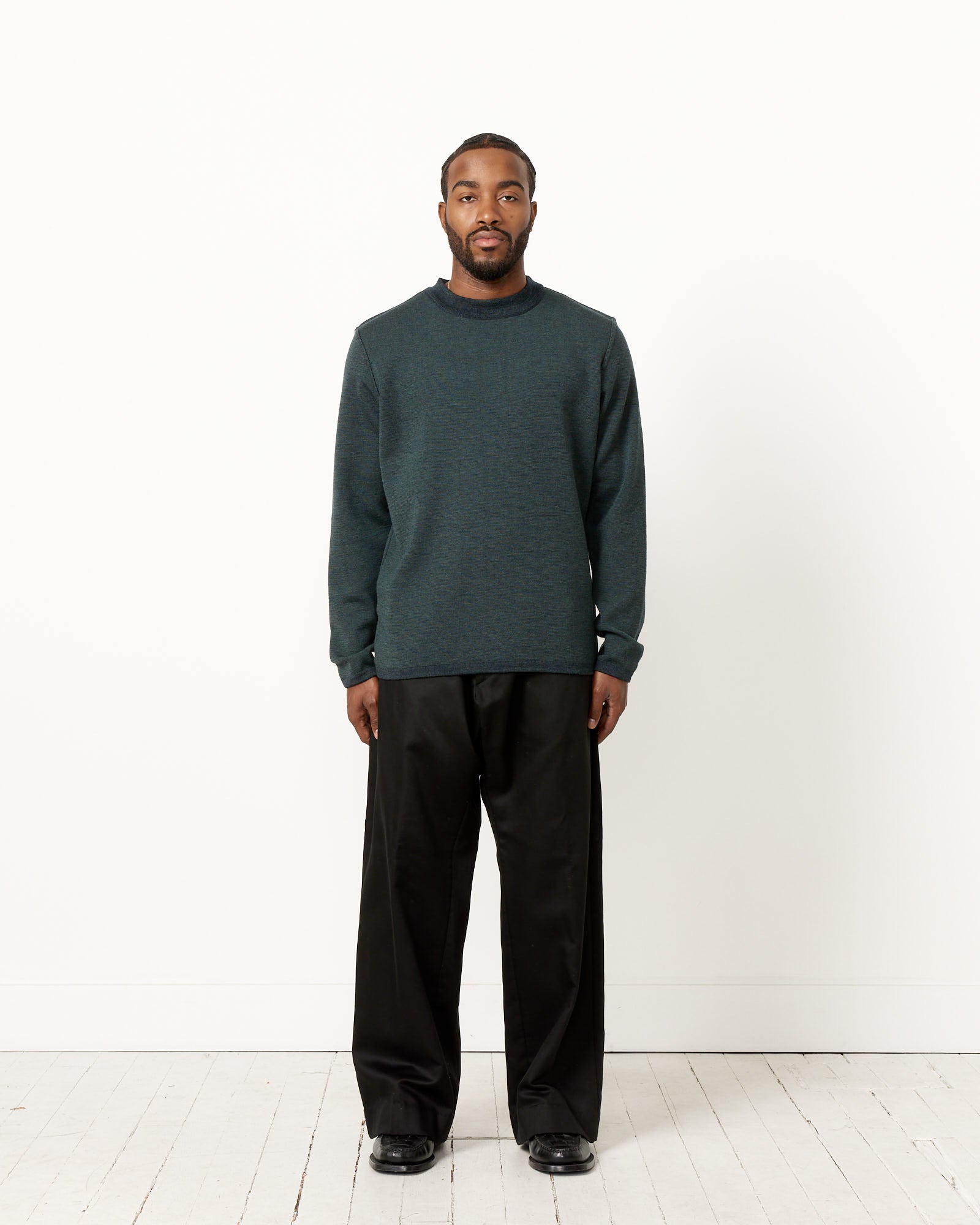 Marine Crew Neck in Midnight Green