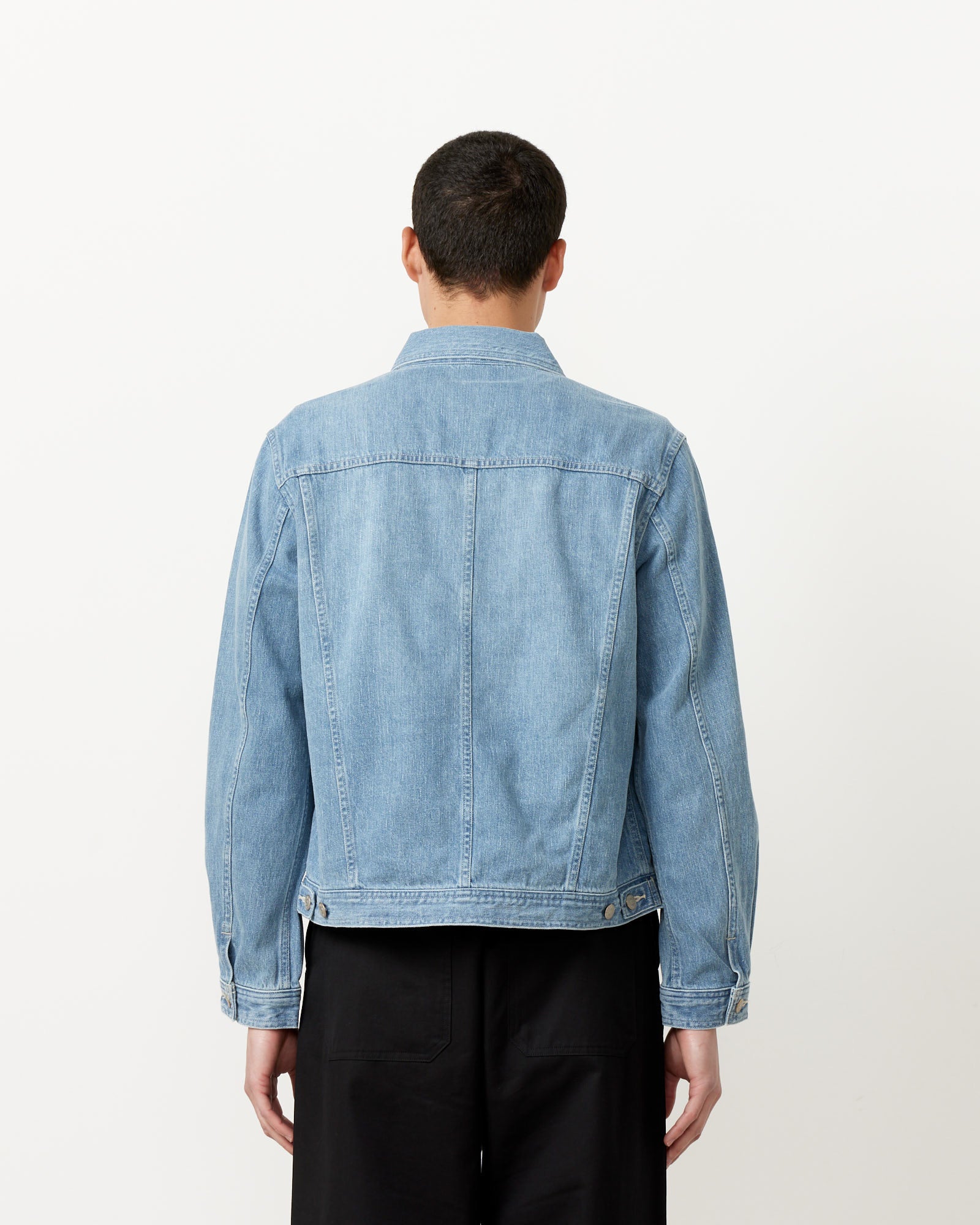 Faded Light Denim Blouson in Light Indigo