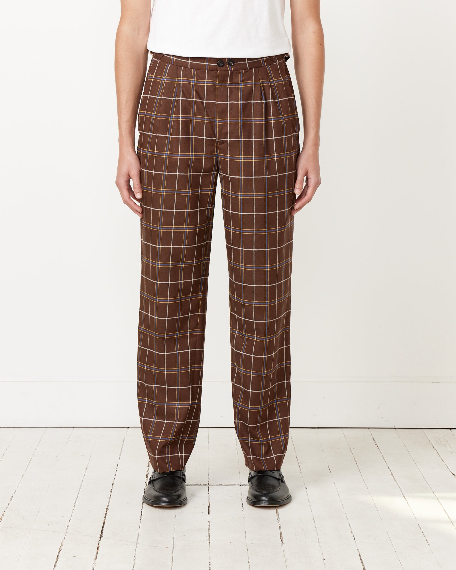 Dunham Plaid Trouser in Brown Multi