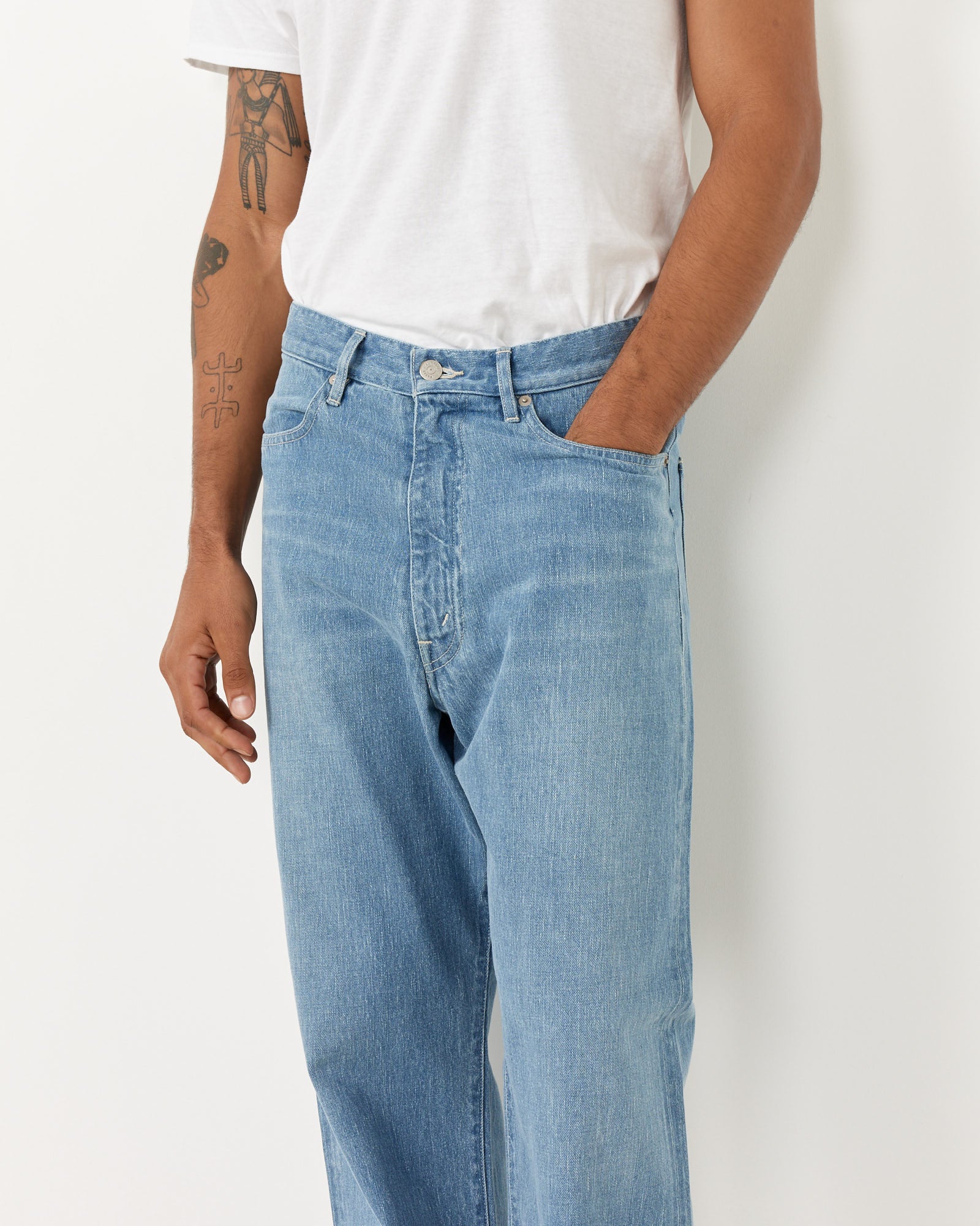 Faded Light Denim Pant in Light Indigo