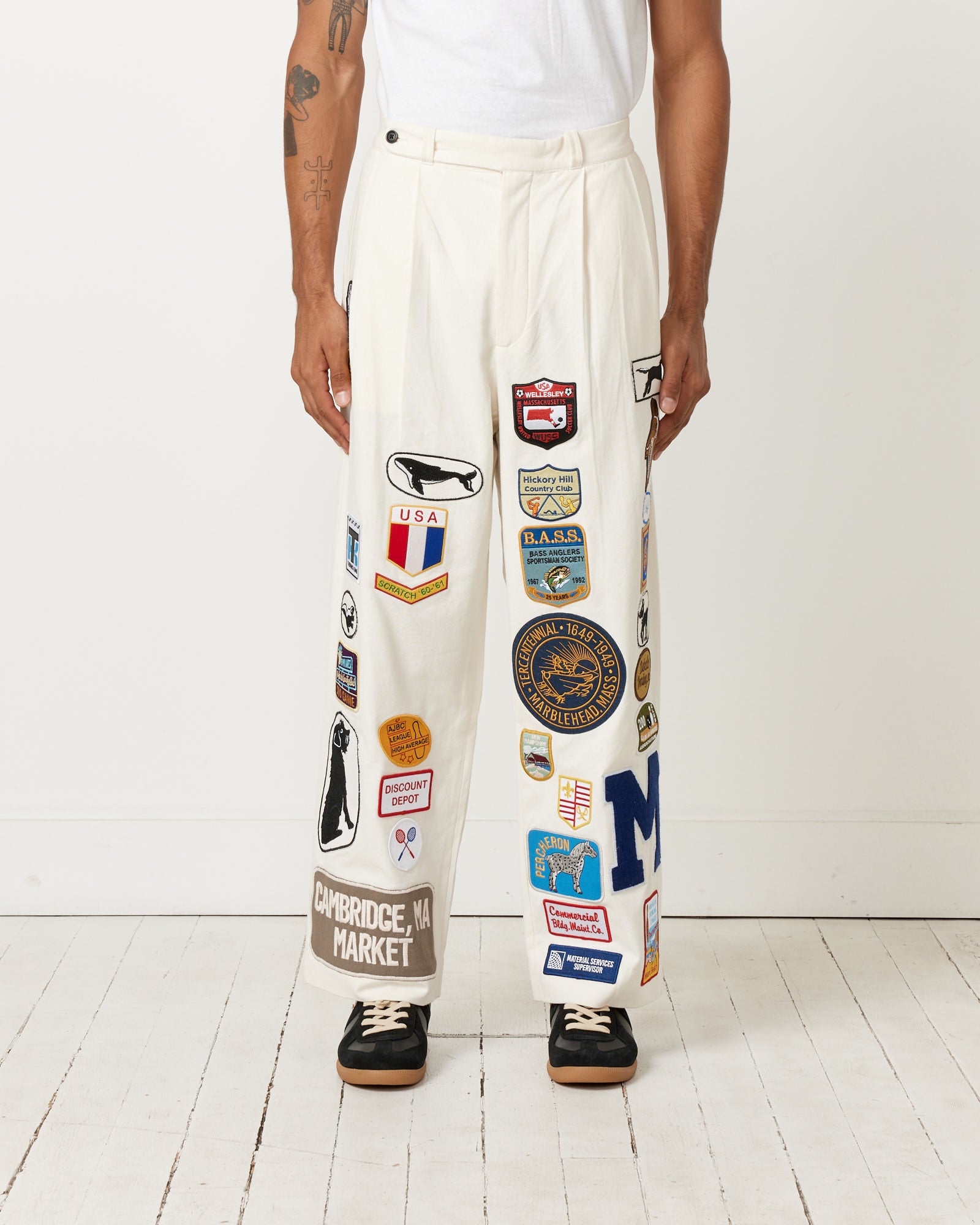 Cambridge Patch Trouser in White Multi