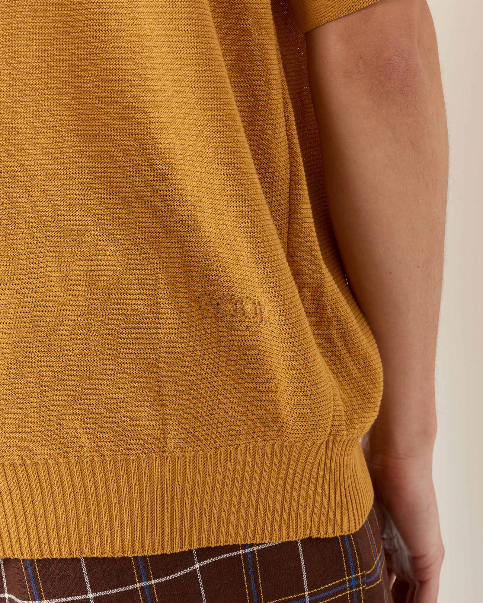 Boxy Polo in Brown Yellow