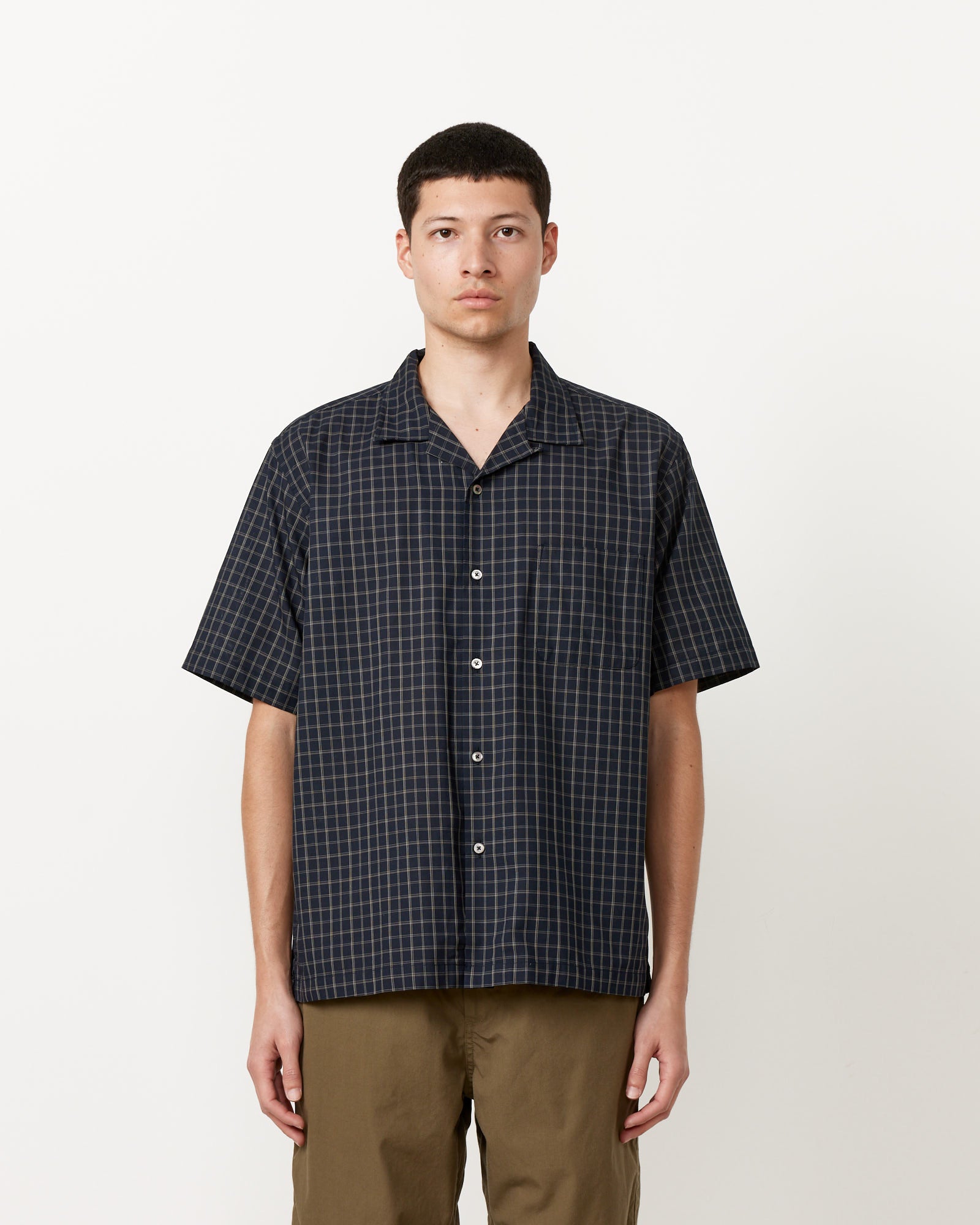 Nanamica Panama Plaid S/S Shirt Navy - Navy / L (255736)