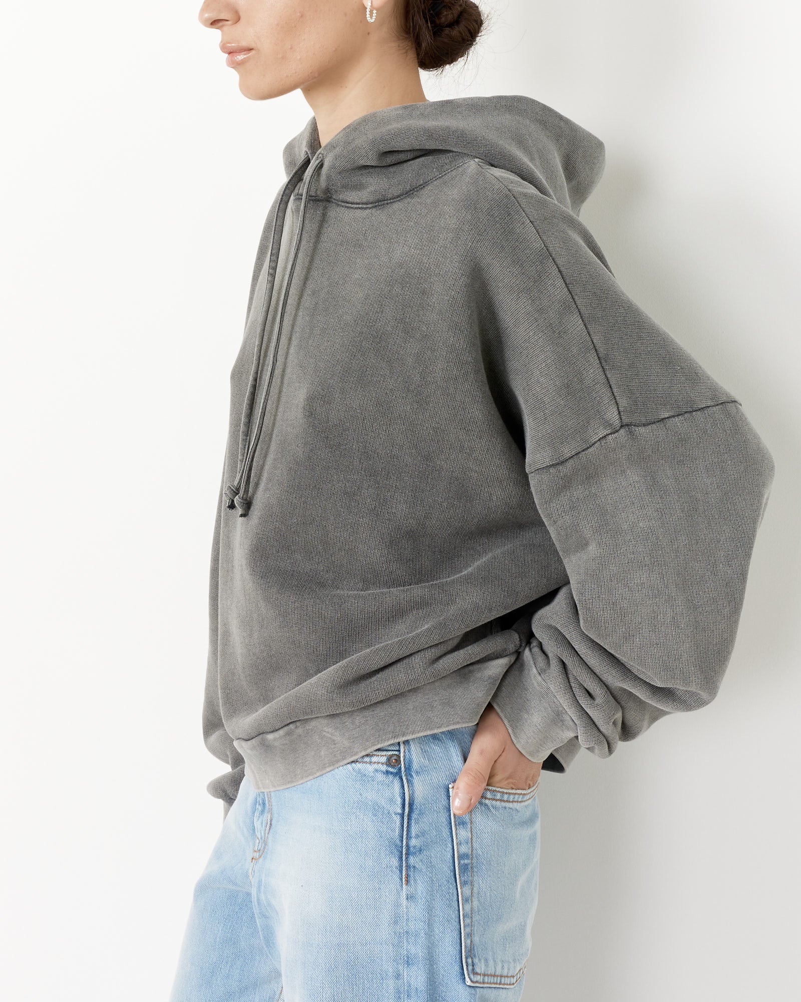 Drawstring Hoodie in Faded Black