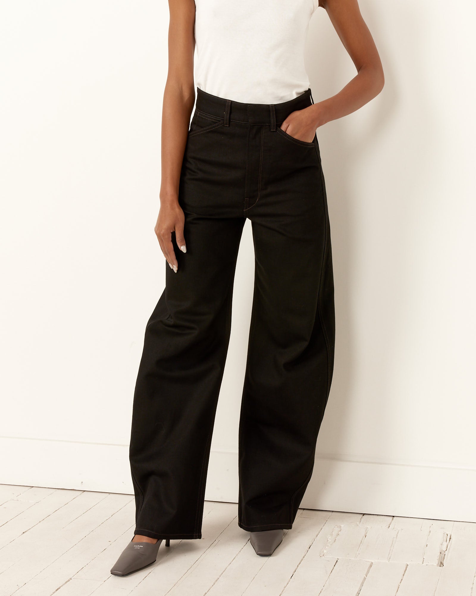 Lemaire High Wasted Curved Pant Black - Black / 36 (256489)