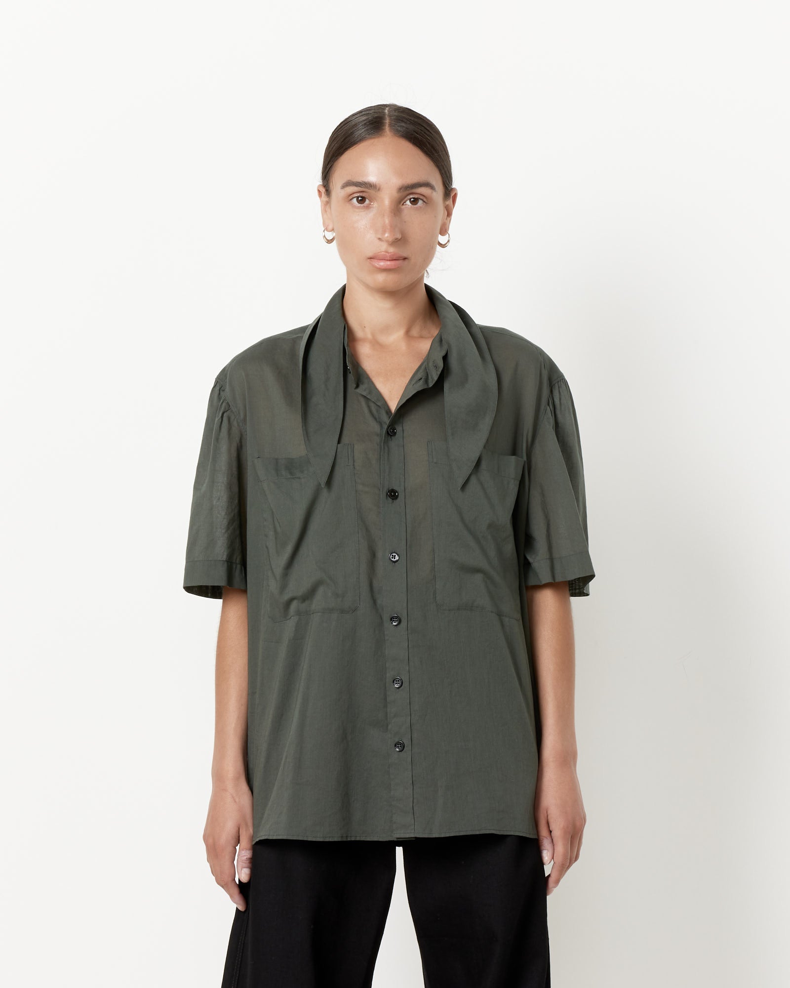 Lemaire S/S Foulard Shirt Asphalt - Asphalt / 36 (256495)