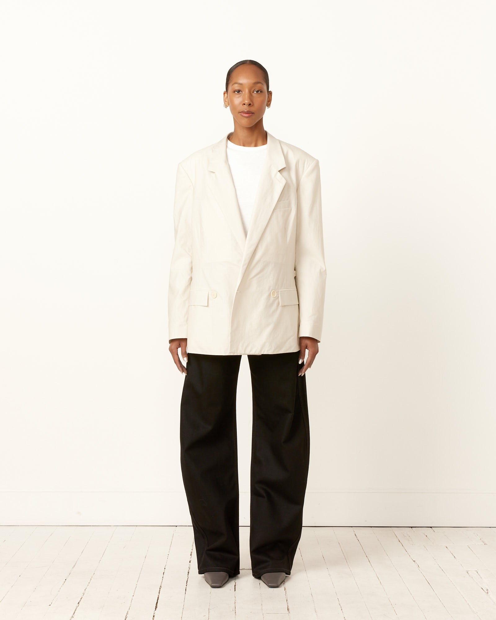 Lemaire Belted Light Tailored Jacket Pale Mastic - Pale Mastic / 36 (256502)