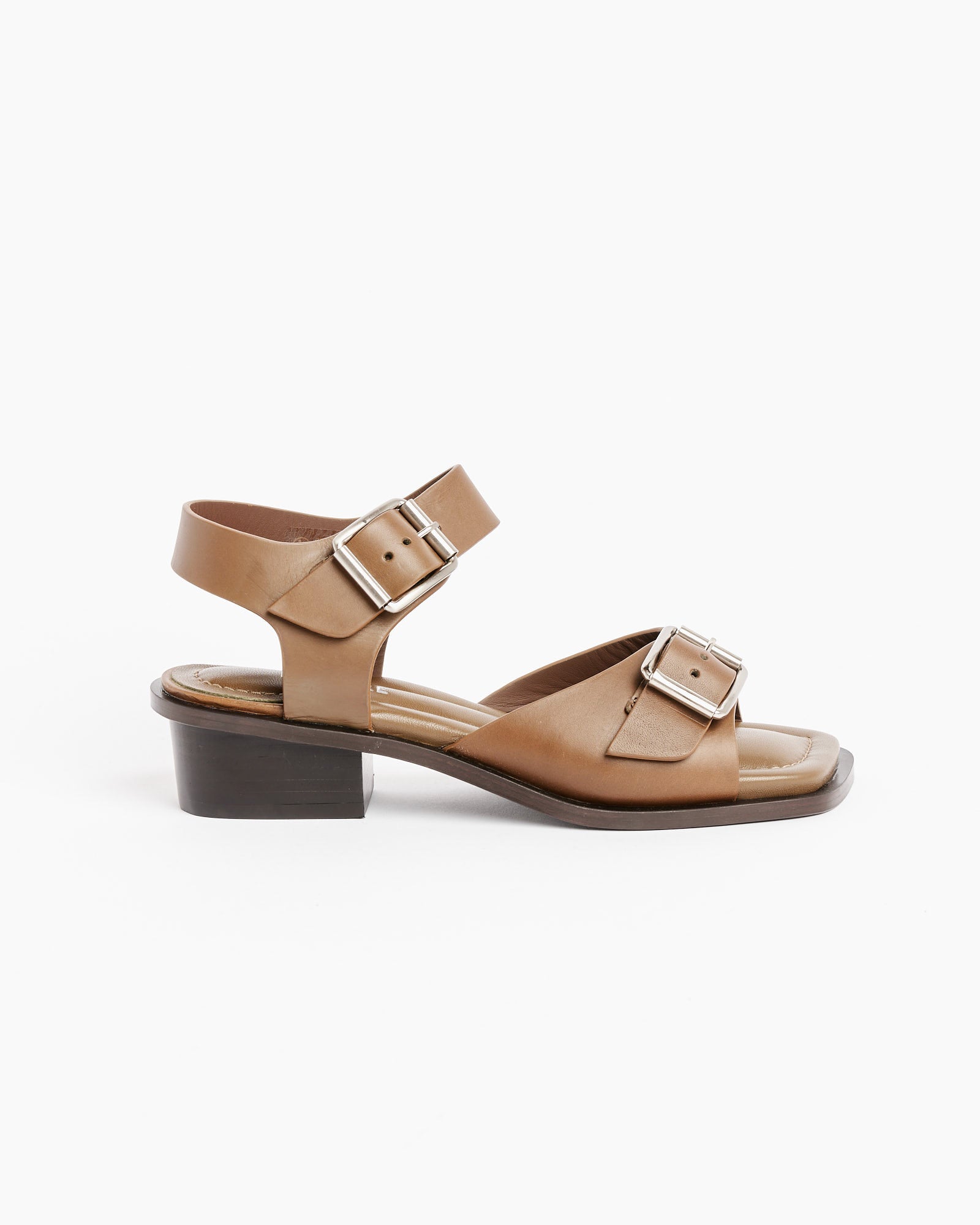 Square Heeled Sandals in Dark Tobacco - Dark Tobacco / 37 (256530)