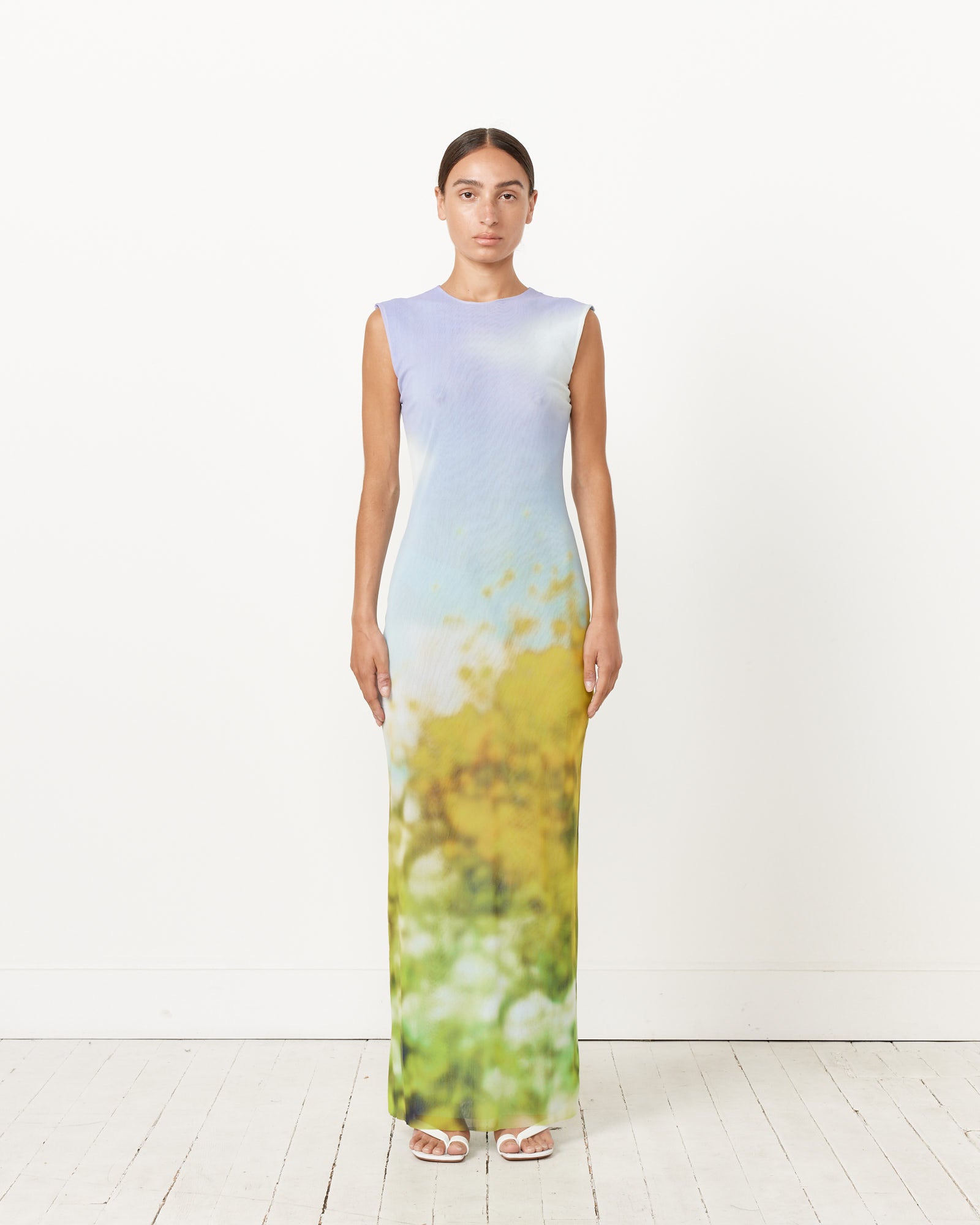 Blurred Maxi Dress - Purple/Yellow / S (256609)