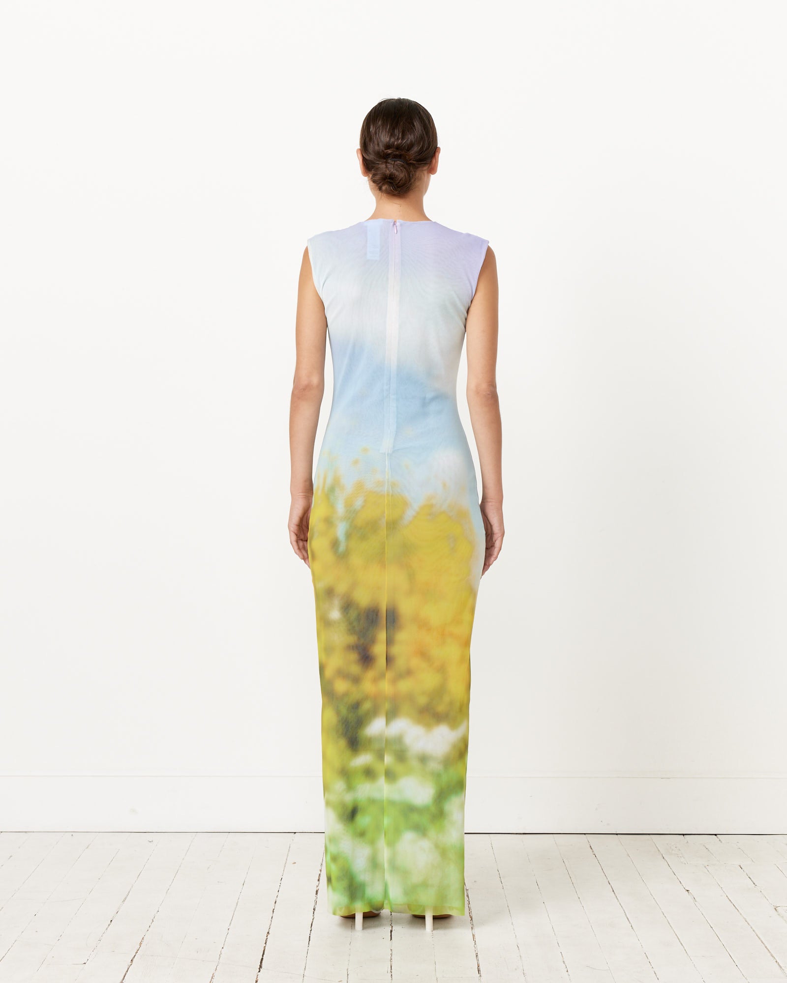 Blurred Maxi Dress in Purple/Yellow