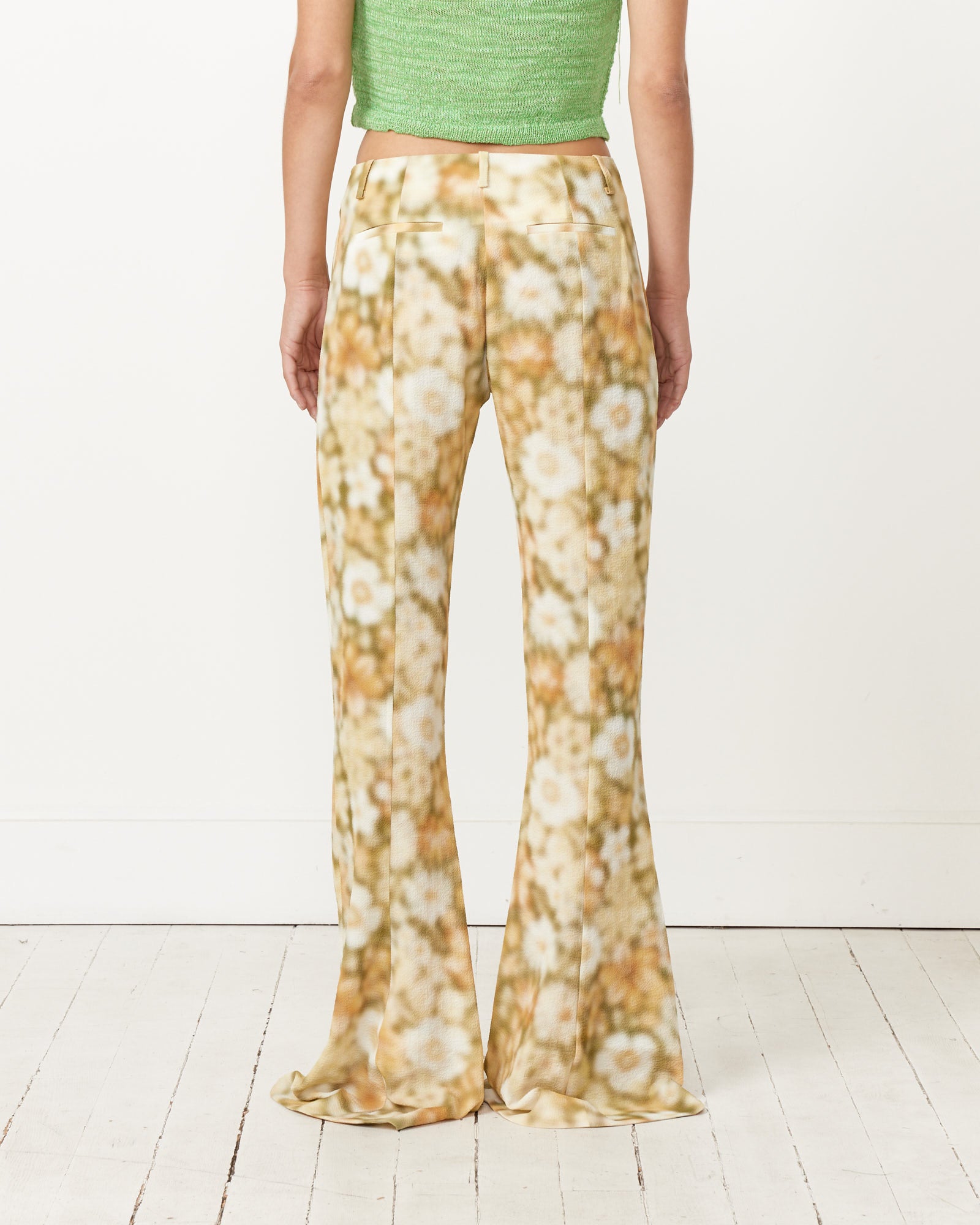 Fluid Print Trousers in Green Multi