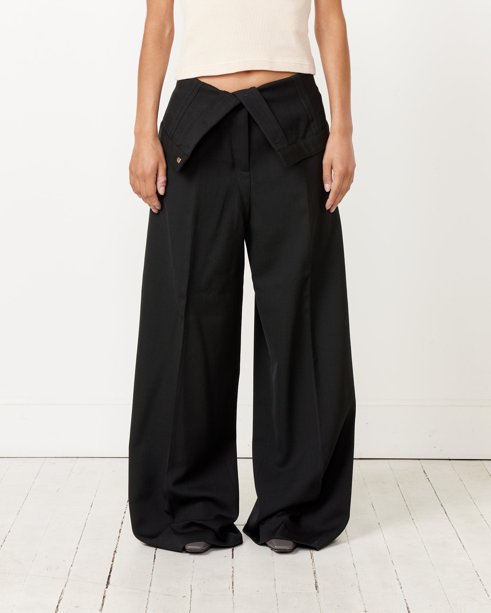 Tailored Wool Blend Trousers in Black