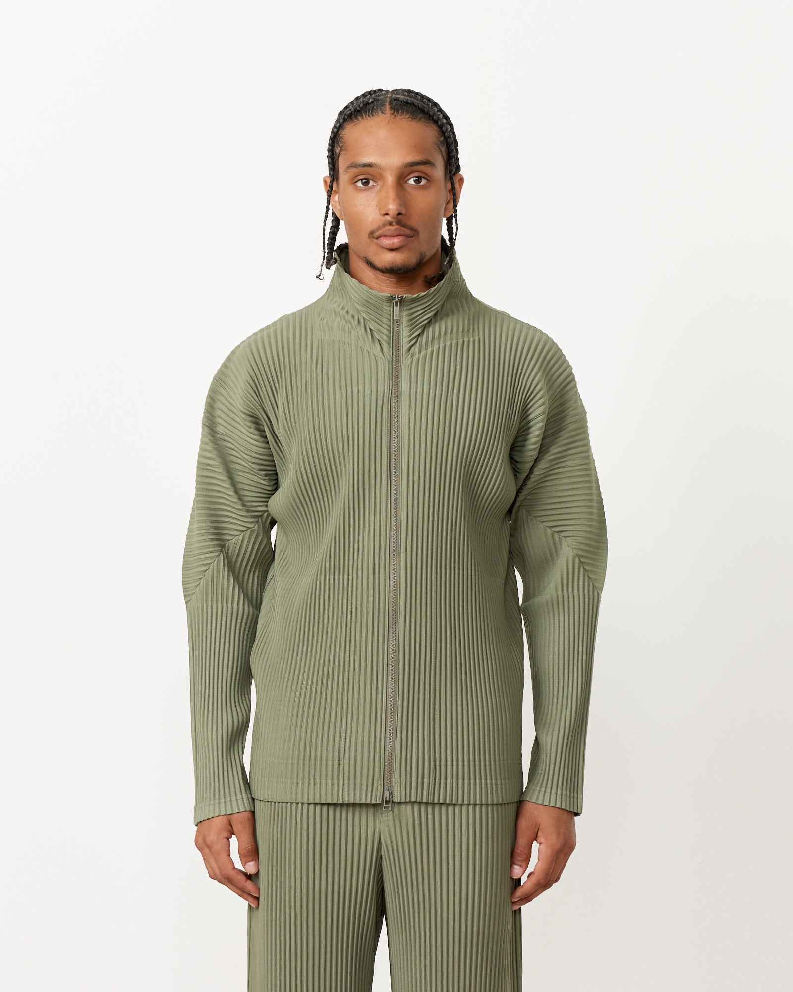 Issey Miyake Homme Plisse Color Pleats Jacket Sage Green - Sage Green / 4 (257034)