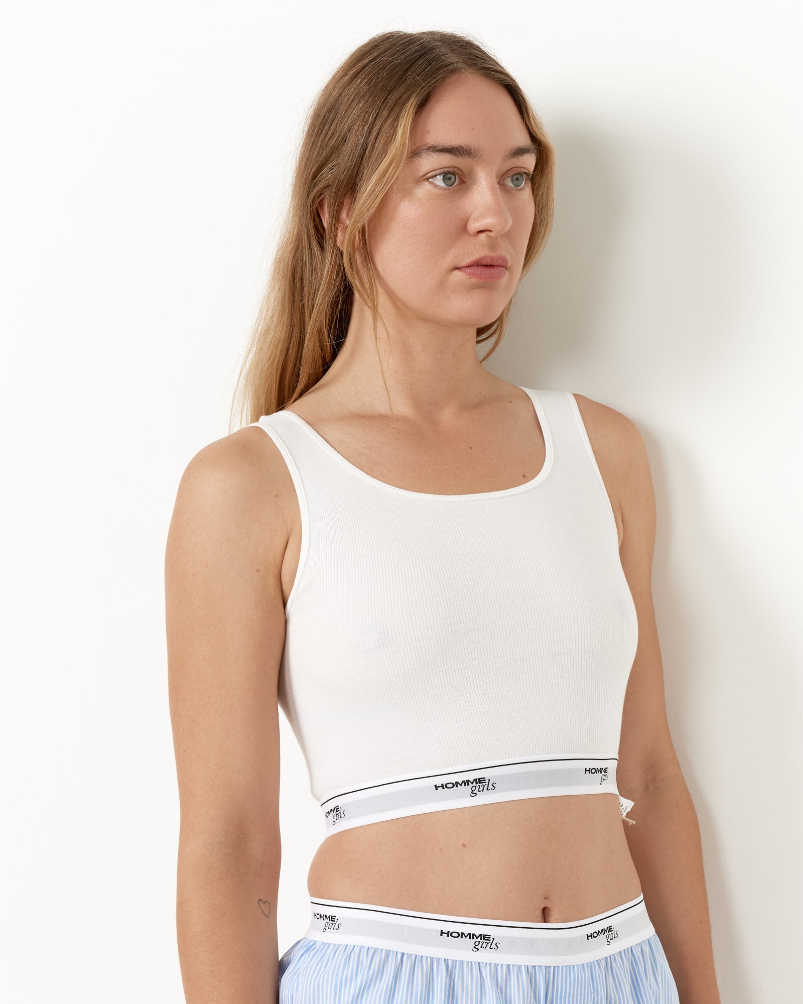 Cropped Tank in White