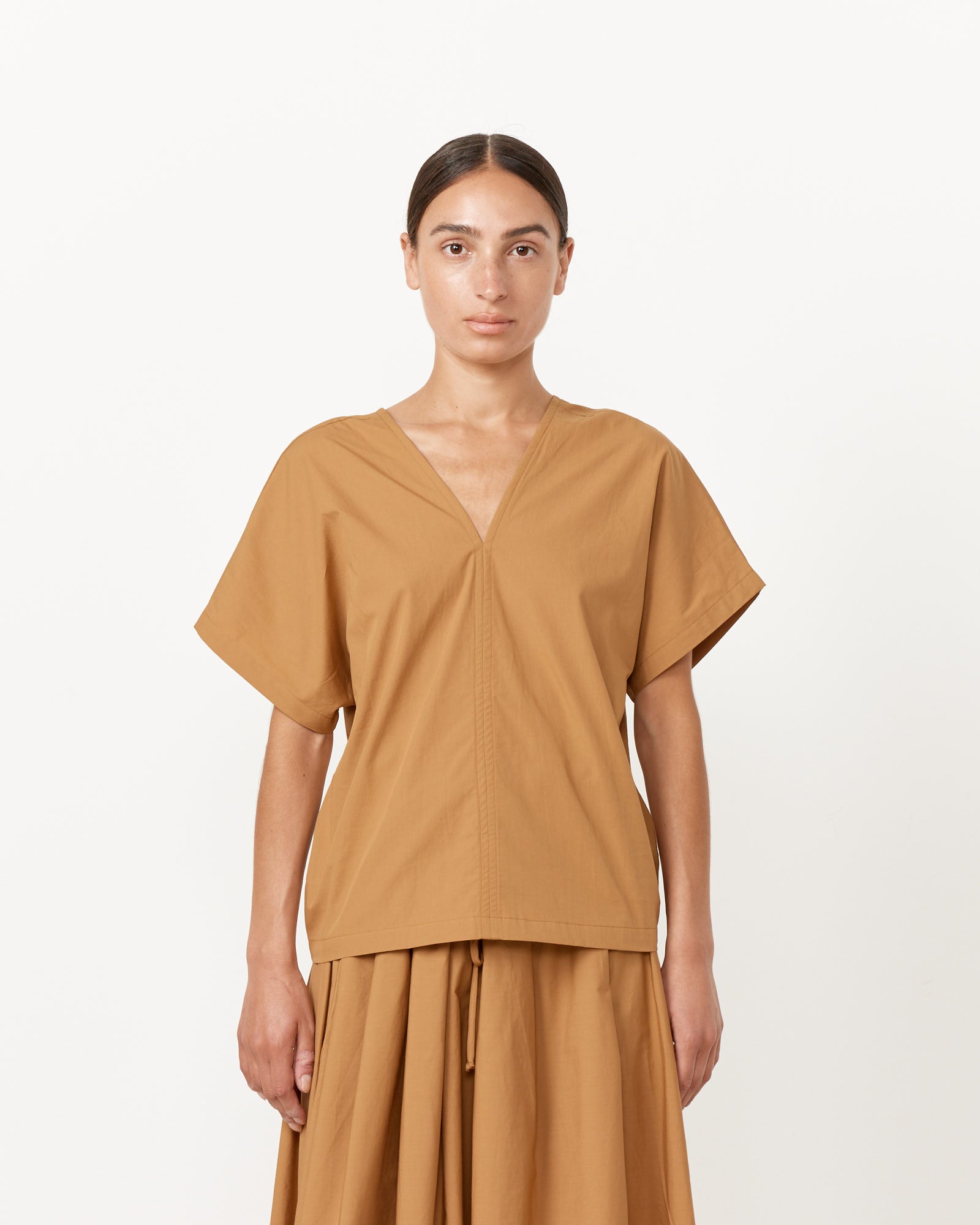 V Neck Top in Camel