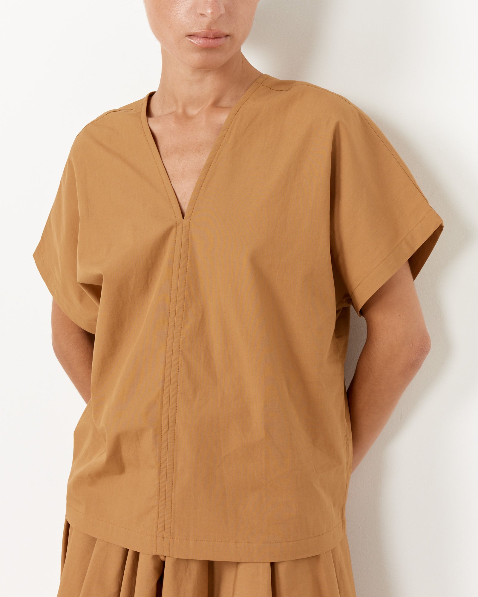 V Neck Top in Camel