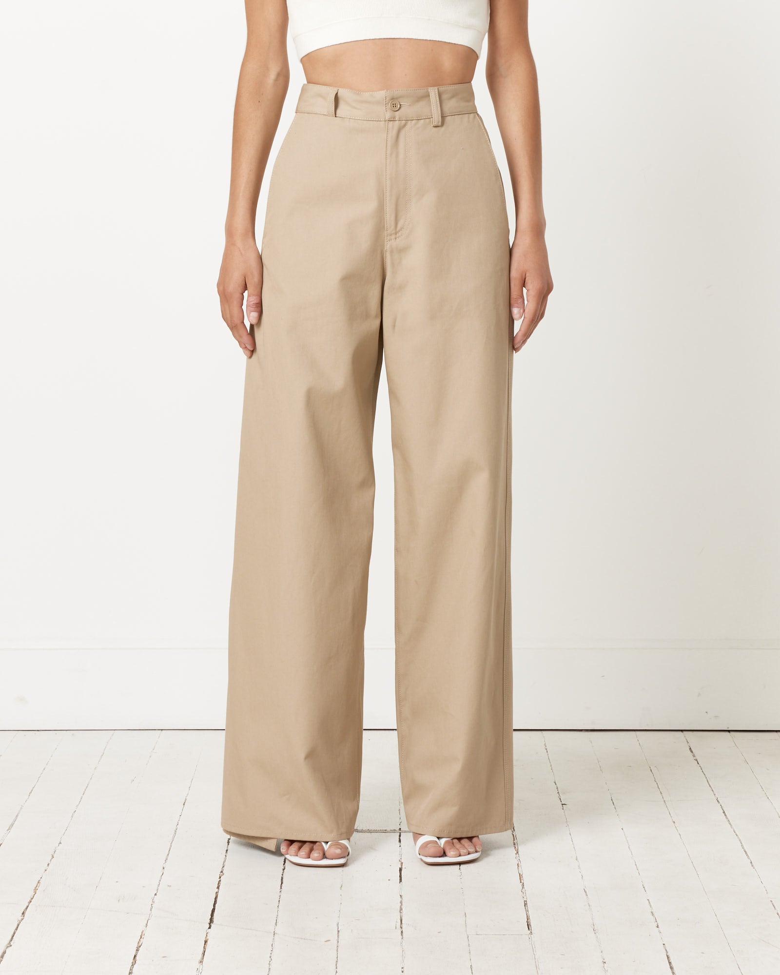 Cotton Gabardine Trousers in Beige