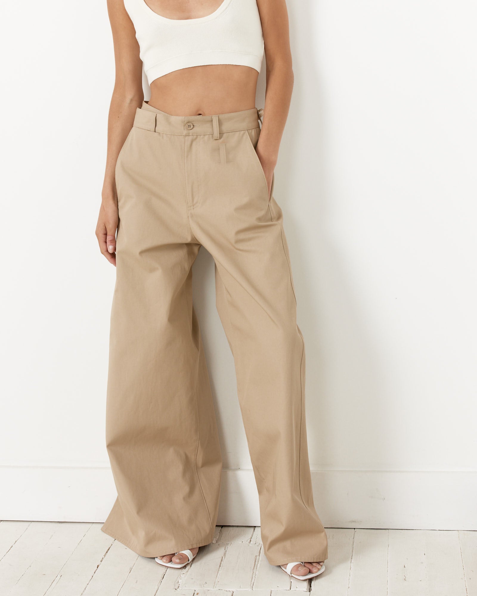 MM6 Cotton Gabardine Trousers in Beige - Beige / 38 (257888)