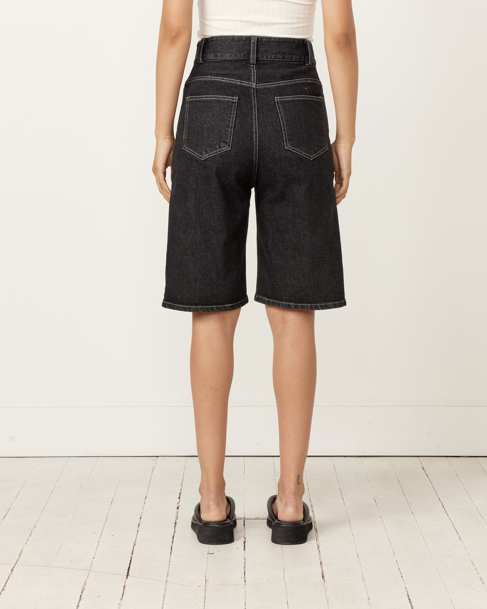 NOMIA Stonewash Denim Shorts Black - Black / 26 (258012)