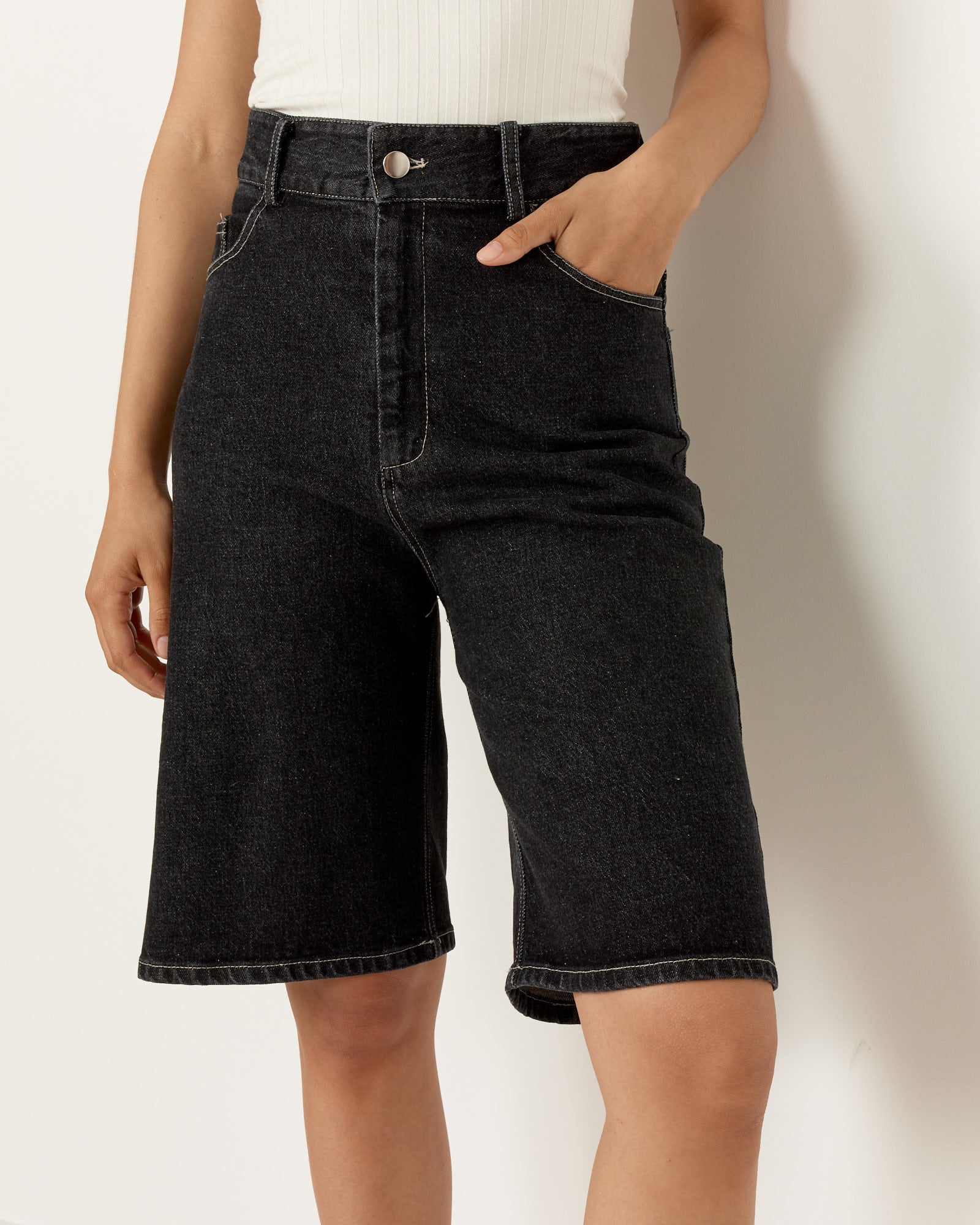 NOMIA Stonewash Denim Shorts Black - Black / 26 (258012)