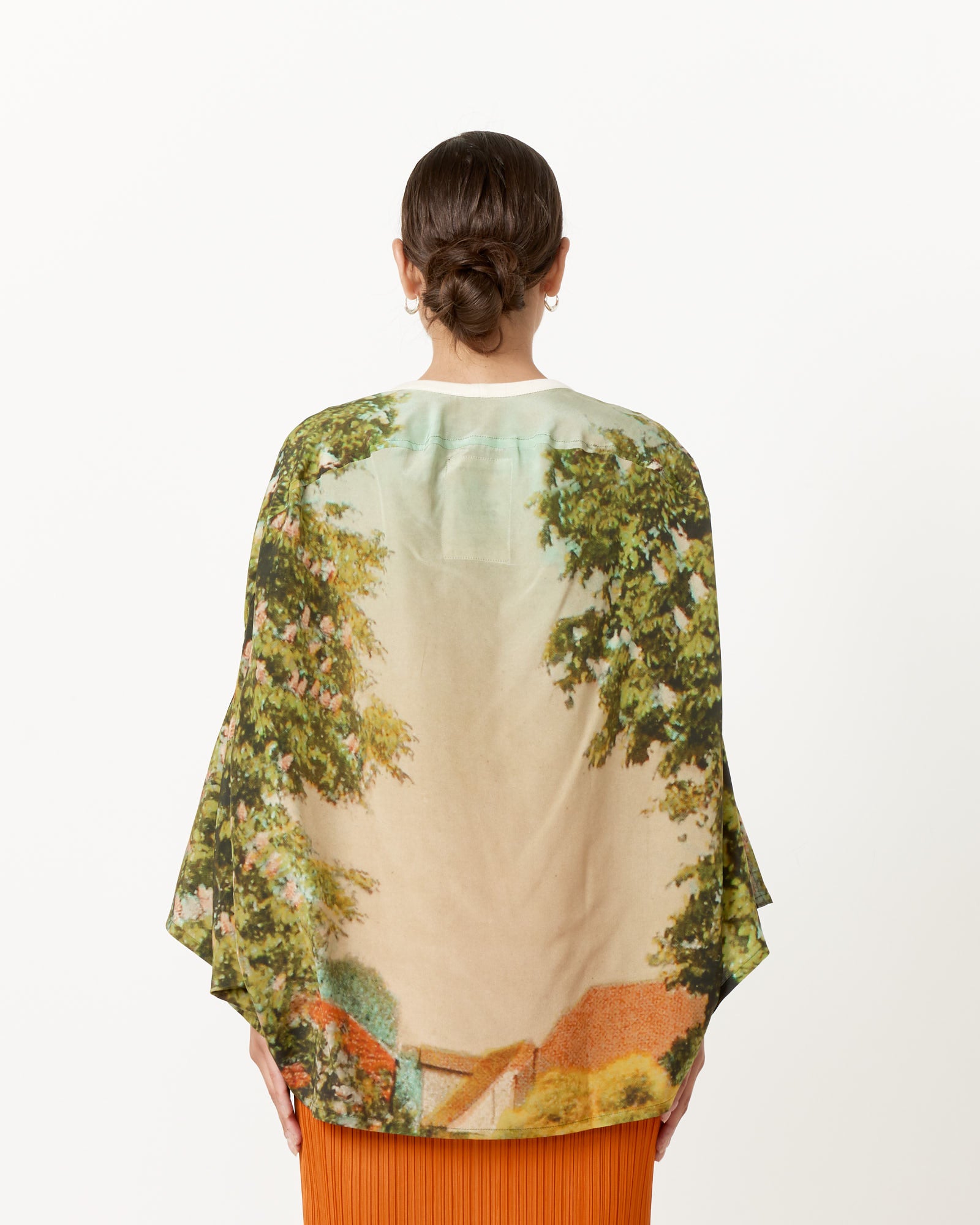 Silk Sweatshirt Wide Top in Print F