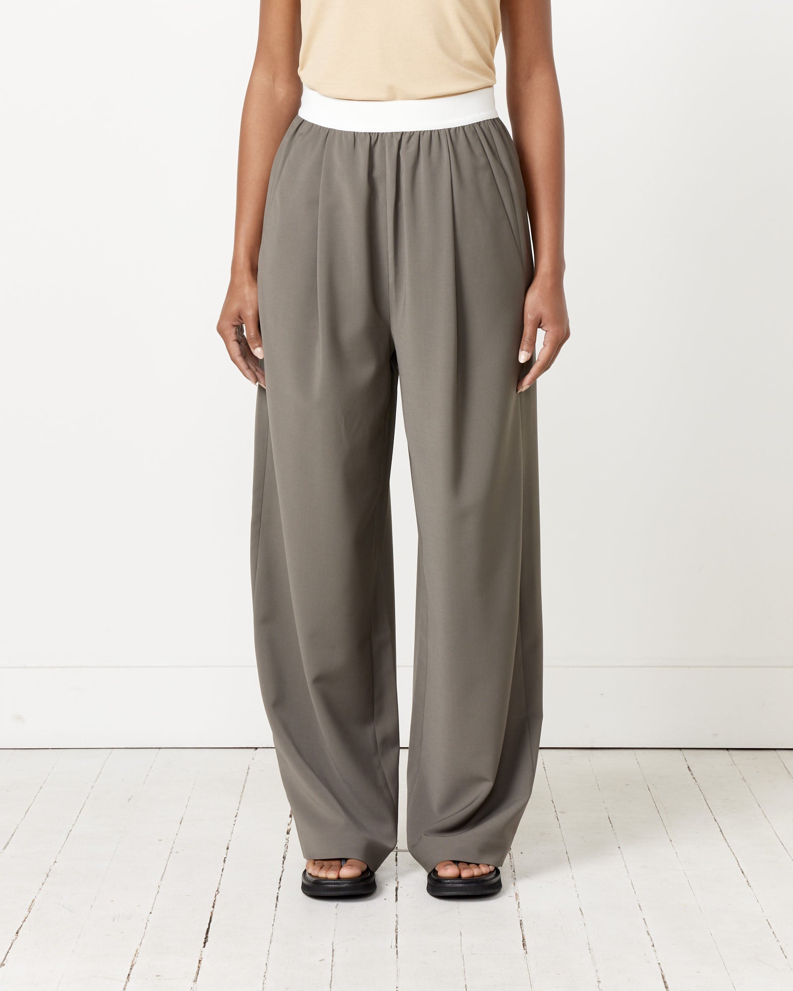 Tibi Tropical Wool Pants Dark Stone - Dark Stone / XS (258054)