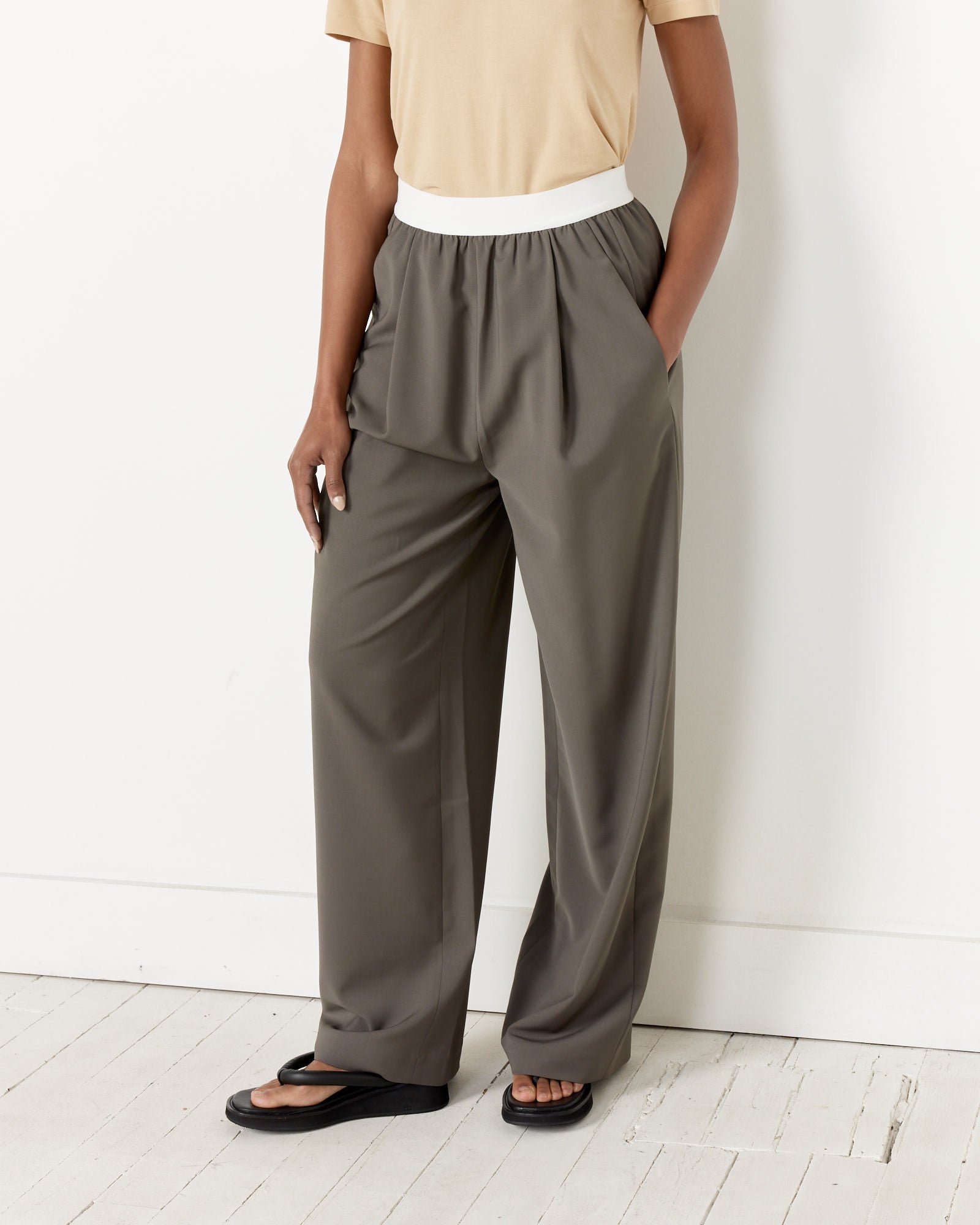 Tibi Tropical Wool Pants Dark Stone - Dark Stone / XS (258054)