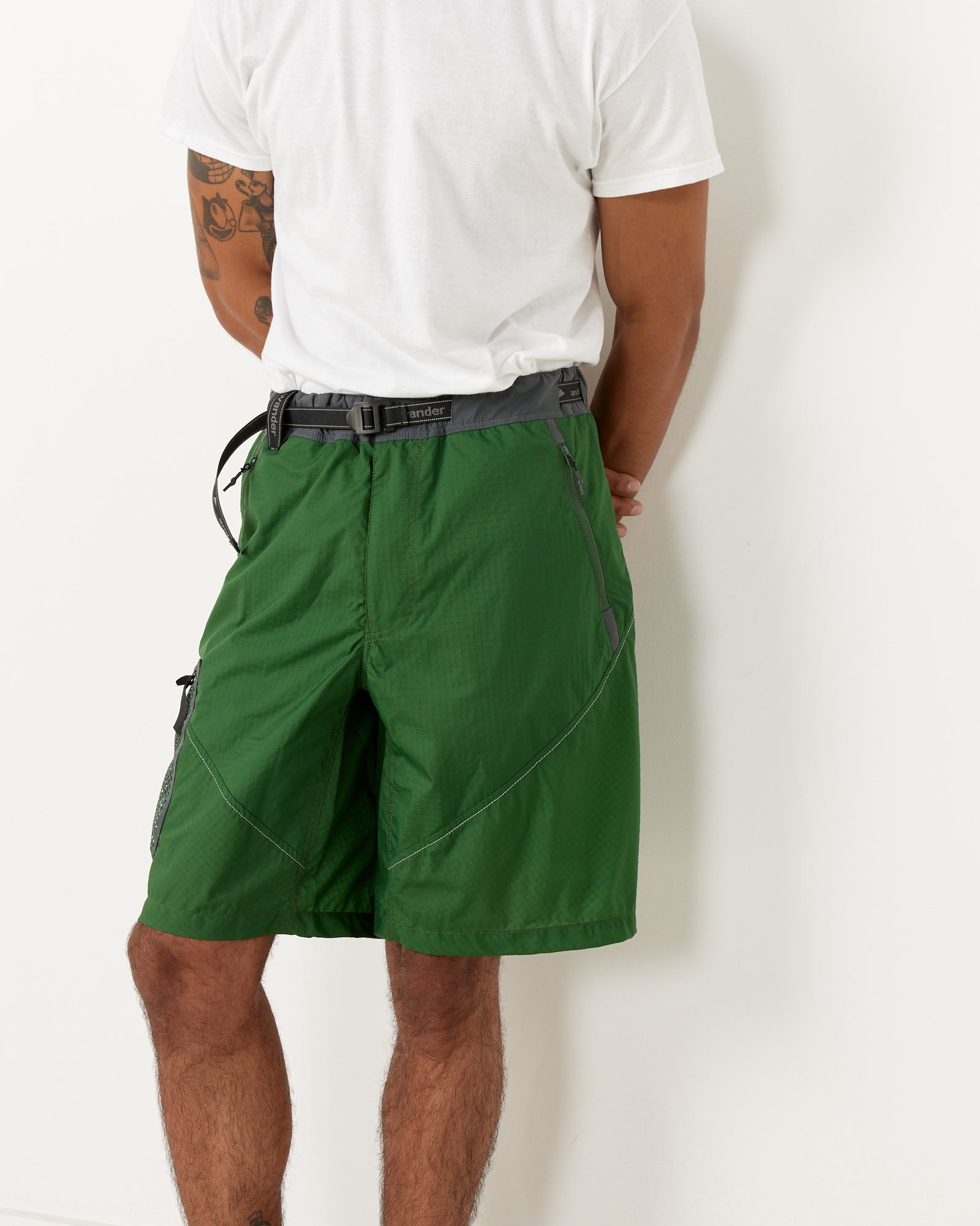 And Wander 17 Breath Rip Shorts Green - Green / L (258237)