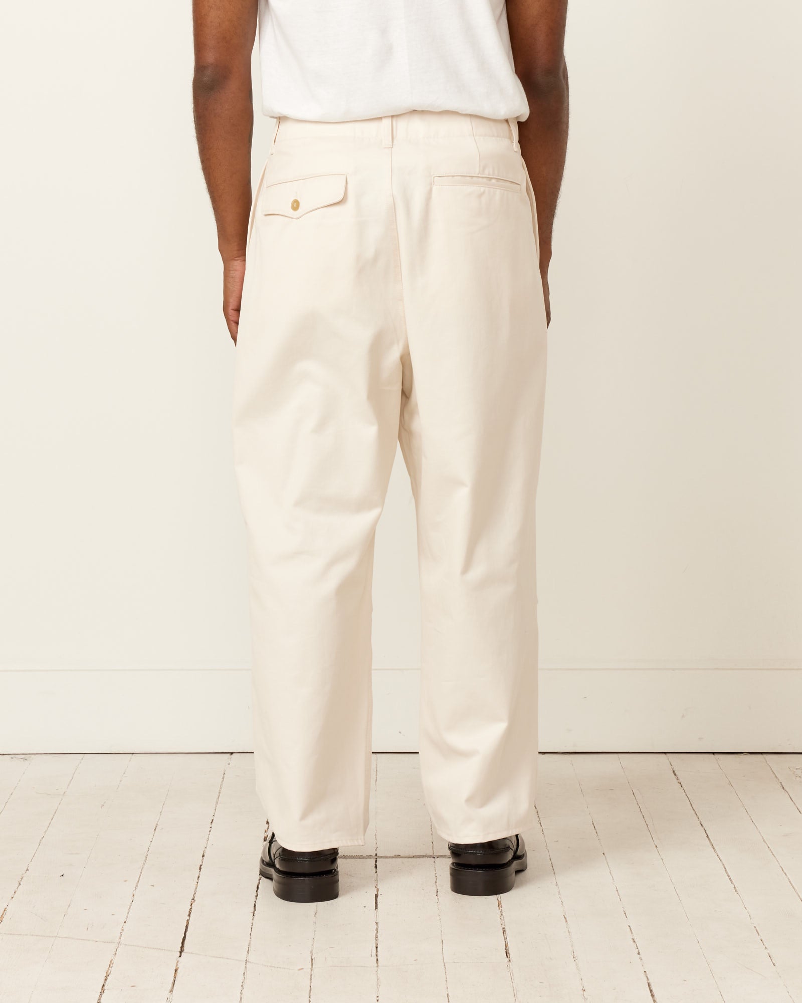 Still By Hand Selvedge Knee Tuck Pants Ecru - Ecru / 2 (259447)