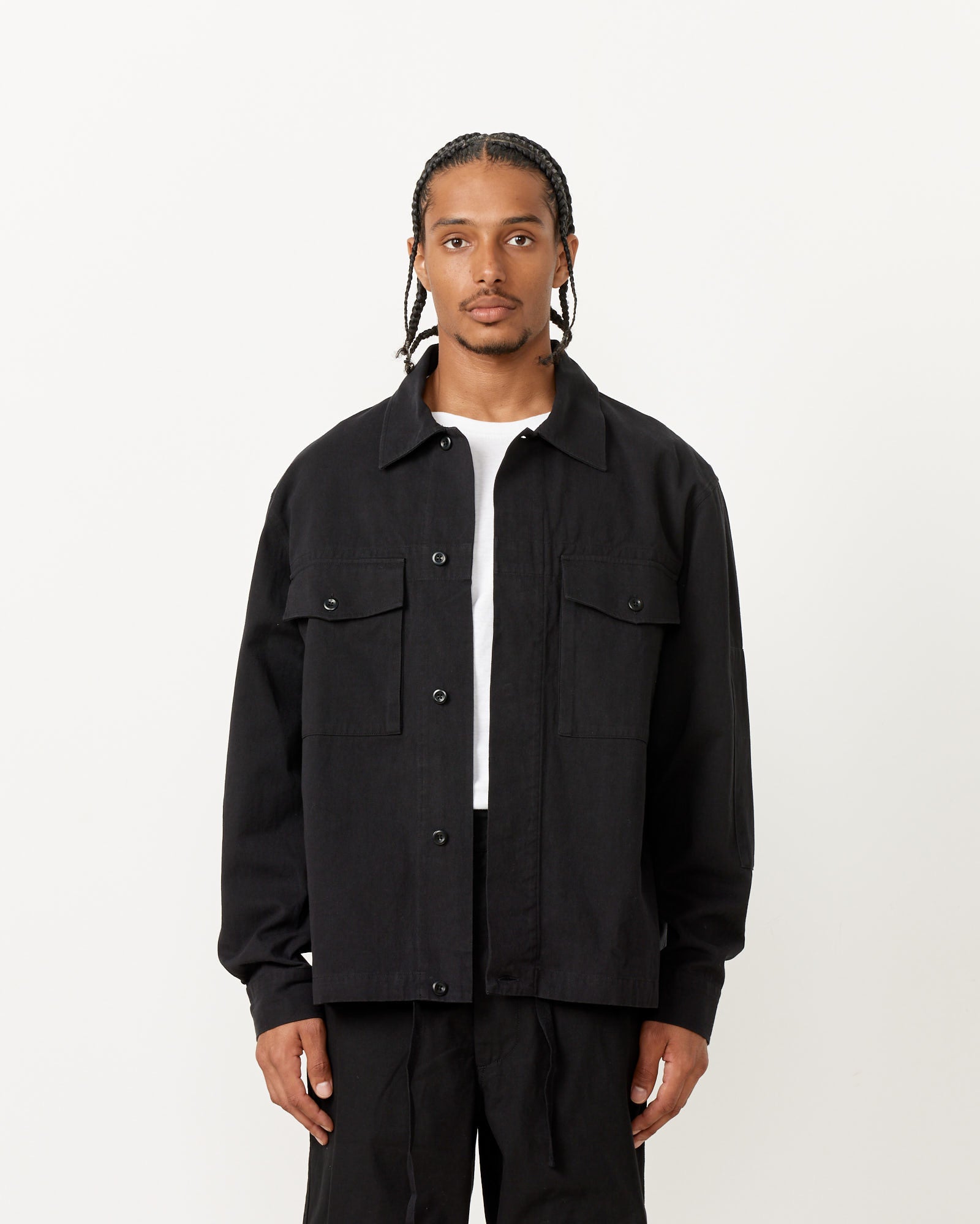 Drawcord Jacket in Black