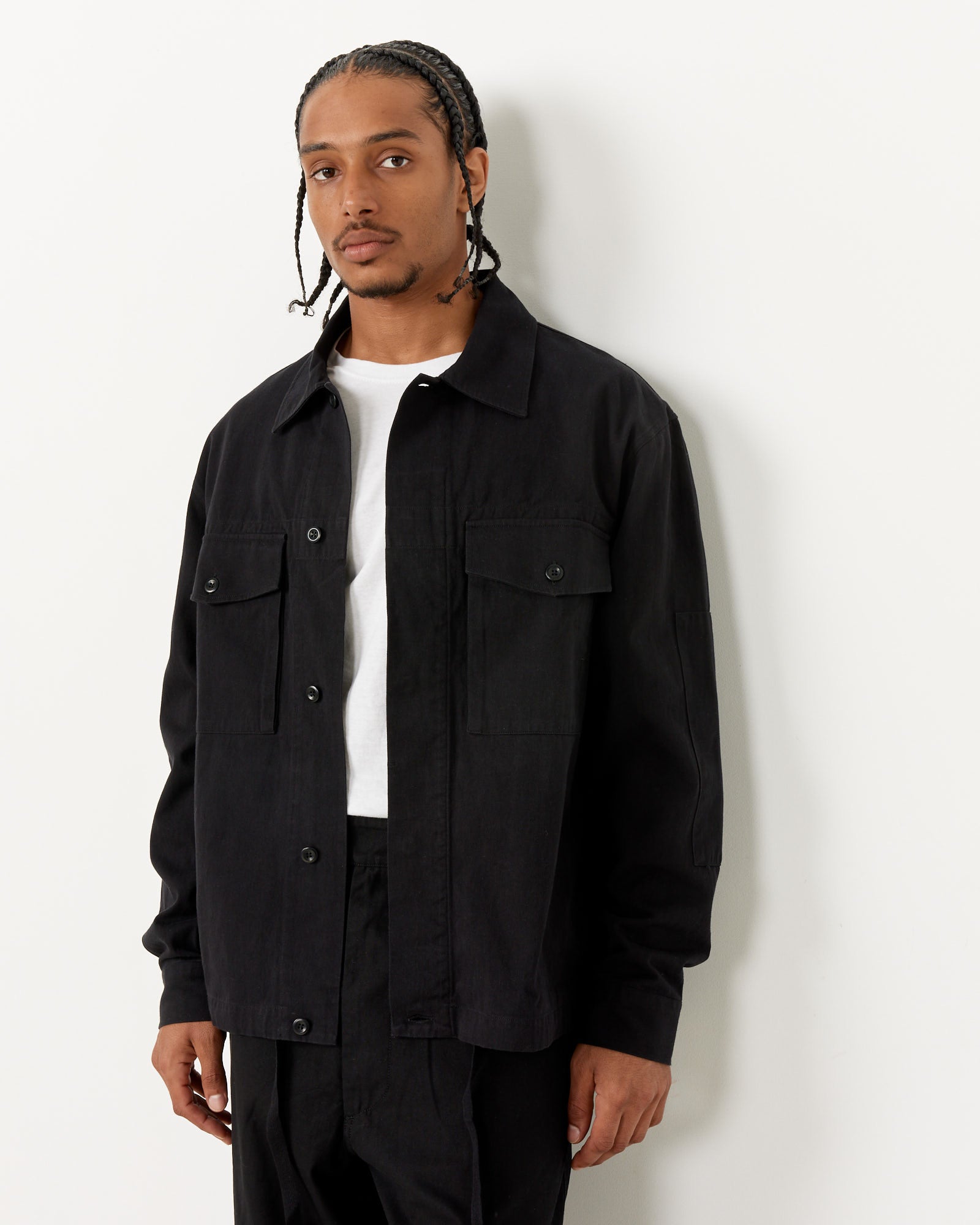 Drawcord Jacket in Black